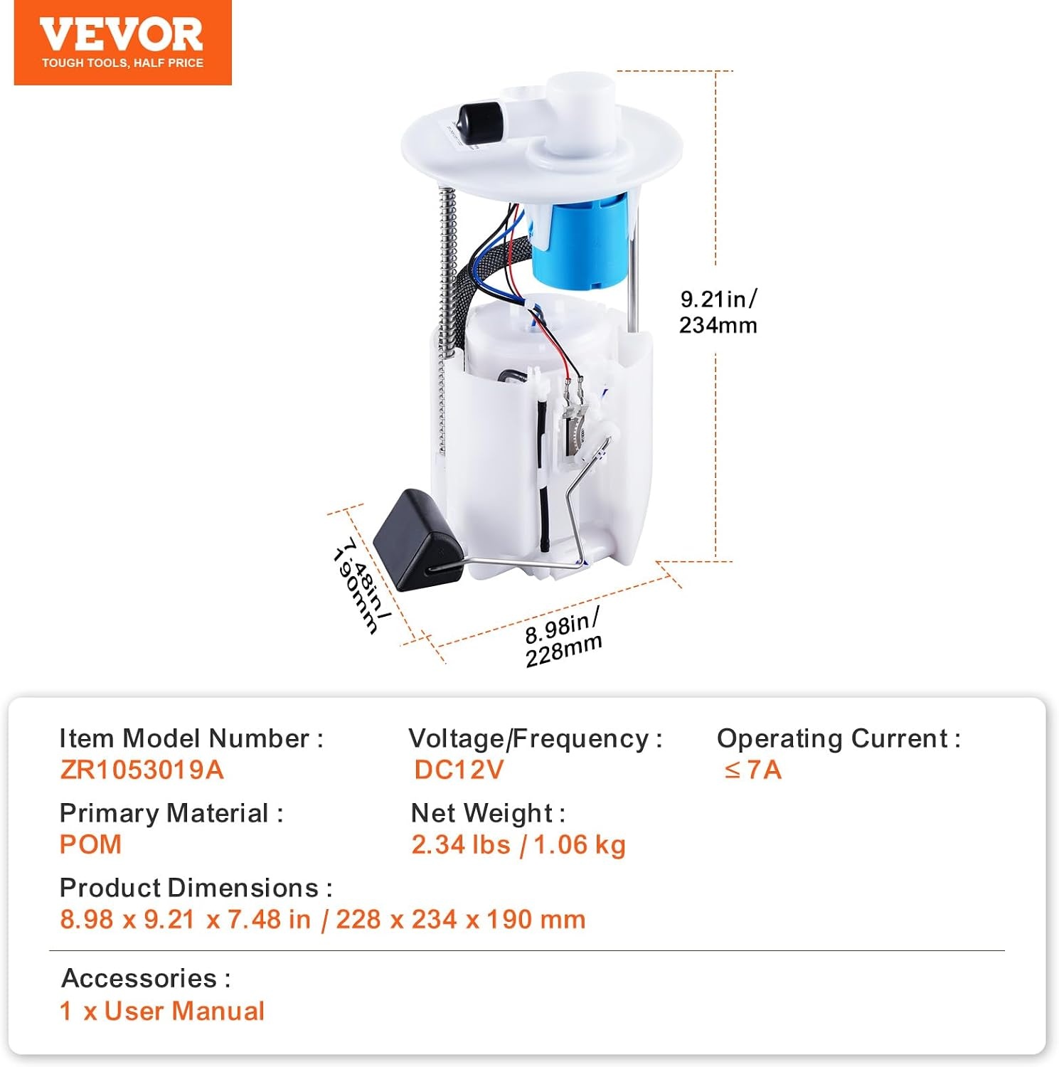 image:imageVEVOR Electric Fuel Pump Module Assembly Compatible with Pontiac Vibe 20052010 for Toyota Corolla 20052018 for Toyota Matrix 20052013 18L 24L Replace E3781M MU1718 F2792A FG1640 FG0938E3781M for Toyota