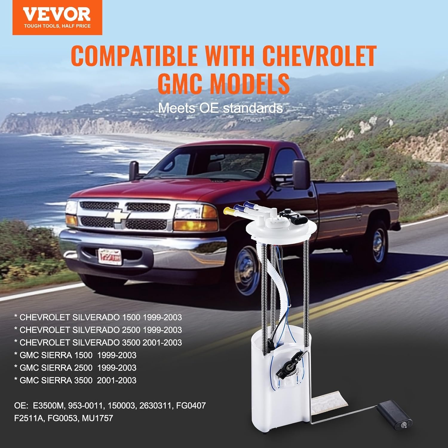 image:imageVEVOR Electric Fuel Pump Module Assembly Compatible with Pontiac Vibe 20052010 for Toyota Corolla 20052018 for Toyota Matrix 20052013 18L 24L Replace E3781M MU1718 F2792A FG1640 FG0938FG0407 for Chevrolet Buick GMC