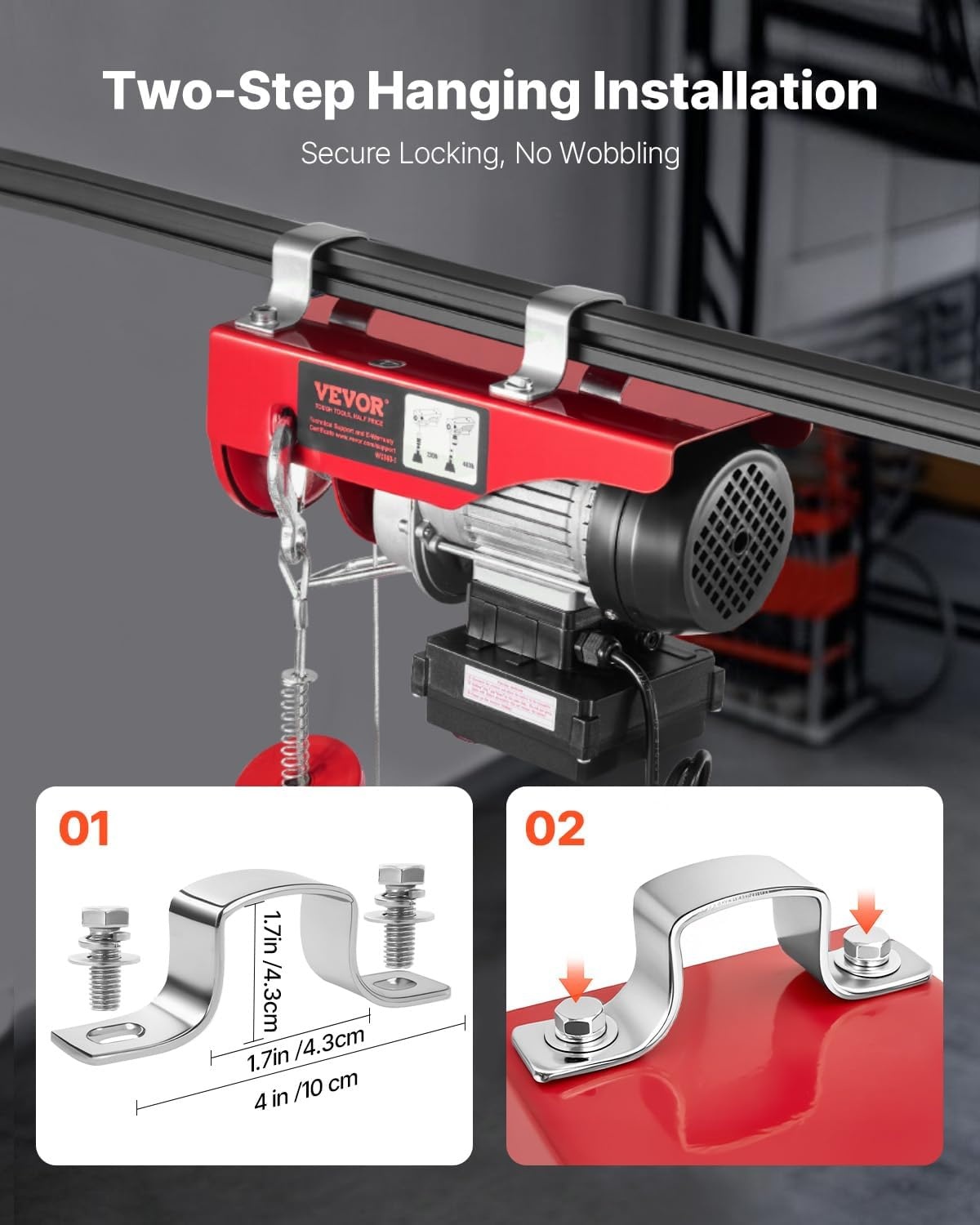 image:imageVEVOR Electric Hoist with Wireless Remote Control 110v 440lbs Electric Hoist with Remote Control 40ft20ft Lifting Height Motor for Garage Warehouse Factory440lbs