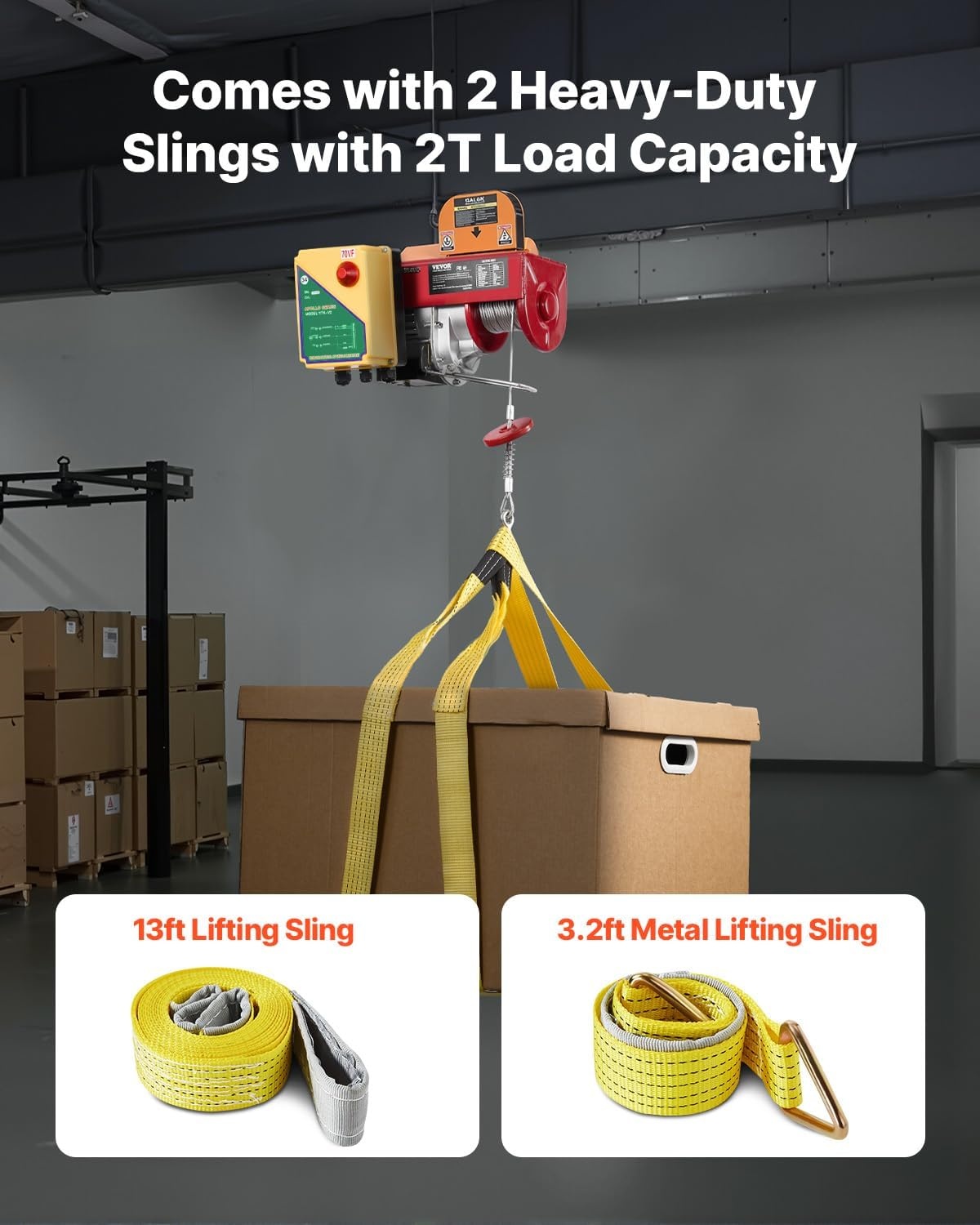 image:imageVEVOR Electric Hoist with Wireless Remote Control 110v 440lbs Electric Hoist with Remote Control 40ft20ft Lifting Height Motor for Garage Warehouse Factory880LBS