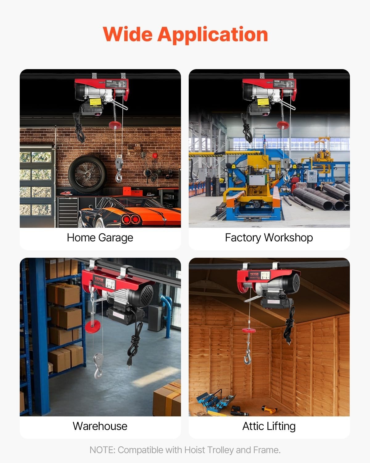 image:imageVEVOR Electric Hoist with Wireless Remote Control 110v 440lbs Electric Hoist with Remote Control 40ft20ft Lifting Height Motor for Garage Warehouse Factory440lbs
