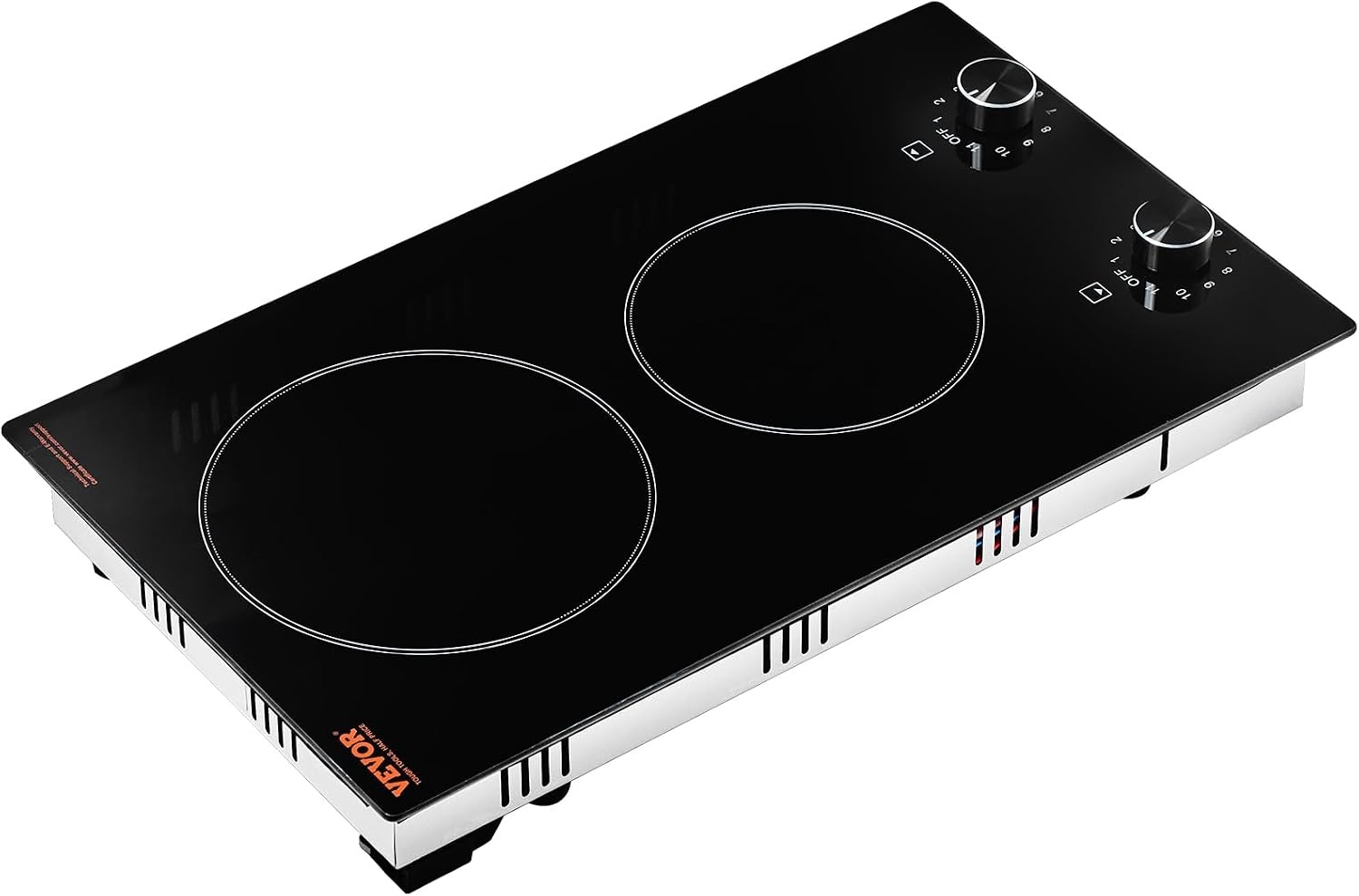 image:imageVEVOR Electric Radiant Cooktop Builtin Electric Stove Top with Glass Panel Knob Control 11 Heat Levels for Diverse Cooking Requirements 24inch4burners220V12 IN
