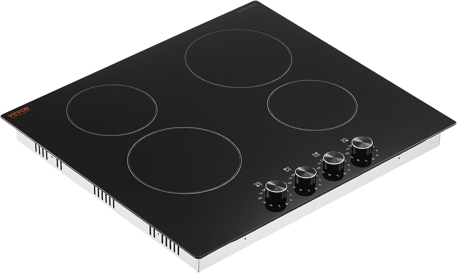 image:imageVEVOR Electric Radiant Cooktop Builtin Electric Stove Top with Glass Panel Knob Control 11 Heat Levels for Diverse Cooking Requirements 24inch4burners220V24IN