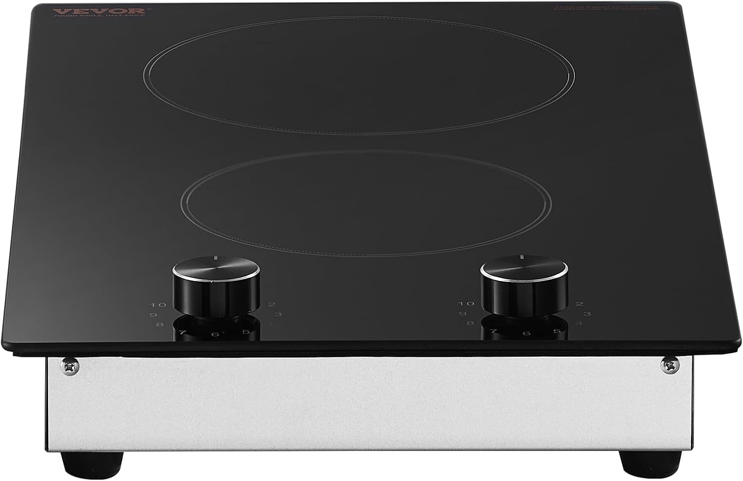 image:imageVEVOR Electric Radiant Cooktop Builtin Electric Stove Top with Glass Panel Knob Control 11 Heat Levels for Diverse Cooking Requirements 24inch4burners220V12 IN