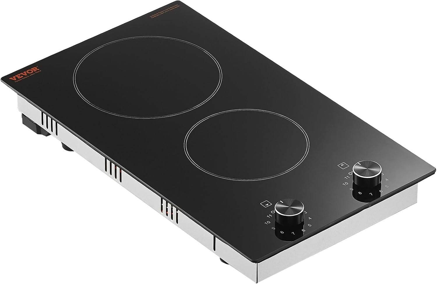 image:imageVEVOR Electric Radiant Cooktop Builtin Electric Stove Top with Glass Panel Knob Control 11 Heat Levels for Diverse Cooking Requirements 24inch4burners220V12 IN
