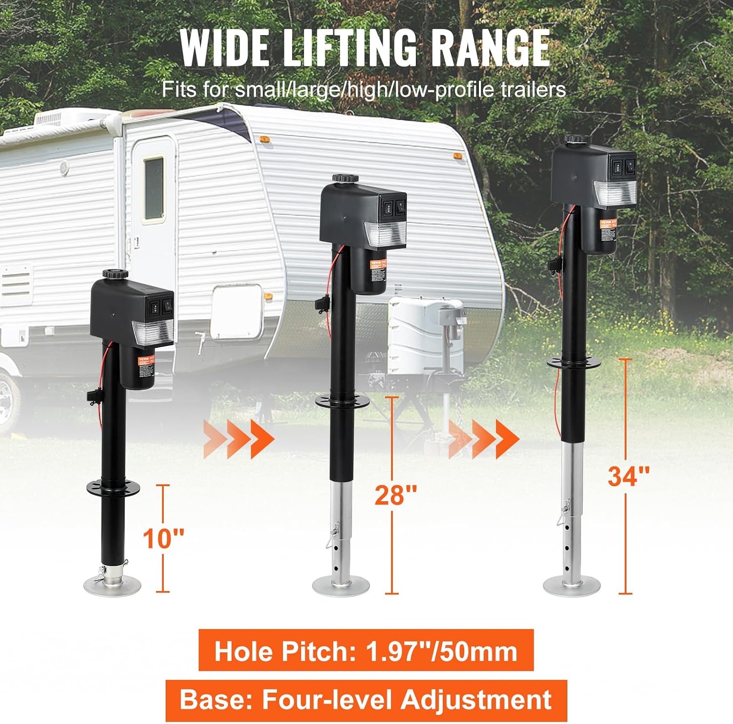 image:imageVEVOR Electric Tongue Jack 3500lbs Capacity 9843385 Electric Trailer Jack with Waterproof Cover for RV Horse Utility Trailers3500 lbs