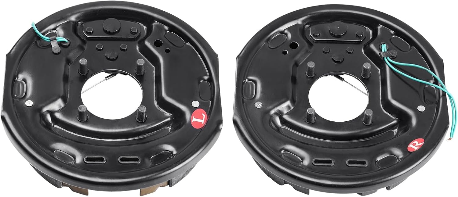 image:imageVEVOR Electric Trailer Brake Assembly 10 x 214 1 Pair SelfAdjusting Electric Brakes Kit for 3500 lbs Axle 4Hole Mounting Backing Plates for Brake System Part Replacement 1 Right 1 Left1 Pair Brakes