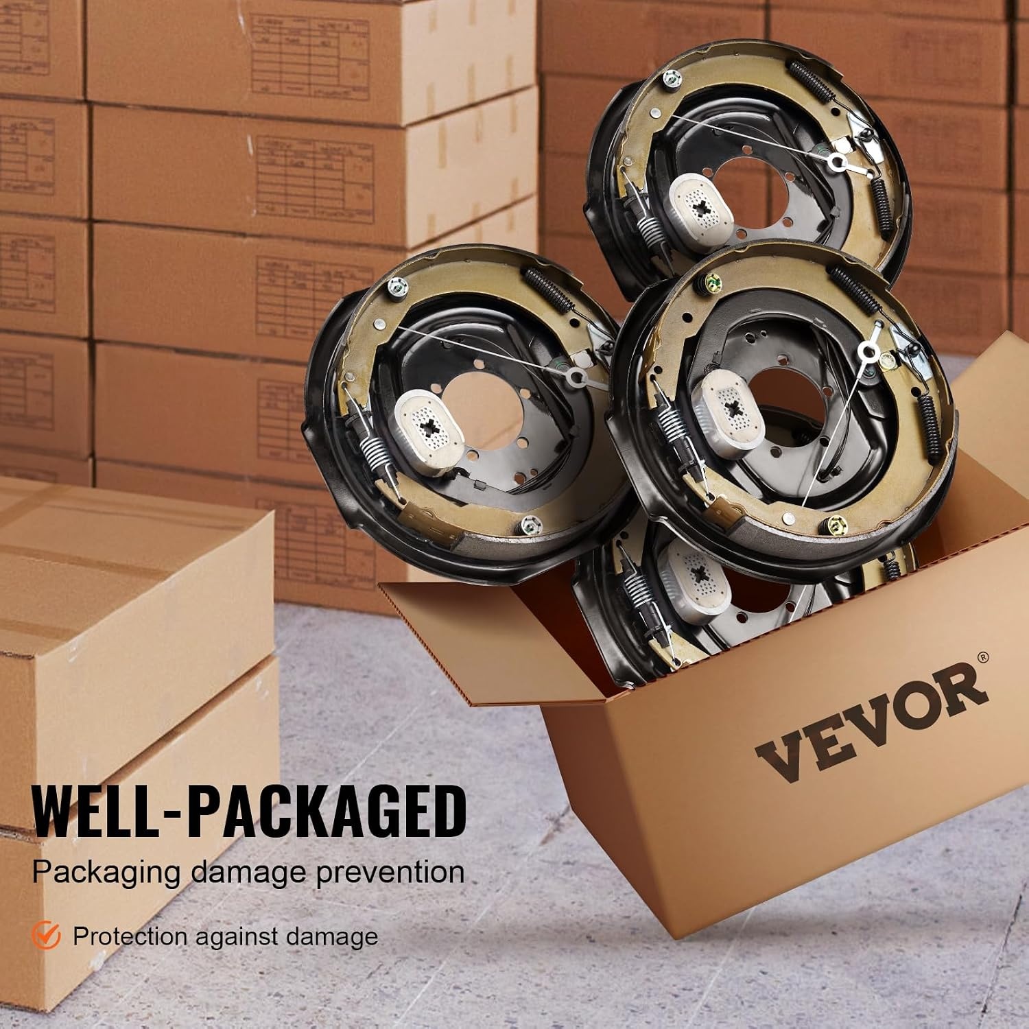 image:imageVEVOR Electric Trailer Brake Assembly 12 x 2 2 Pairs SelfAdjusting Electric Brakes Kit for 7000 lbs Axle 5Hole Mounting Backing Plates for Braking System Part Replacement 2 Right 2 Left Electric Brakes Kit for 7000 lbs Axle 5Hole Mounting Backing Plates for Braking System Part Replacement 2 Right 2 Left2 Pairs Brakes