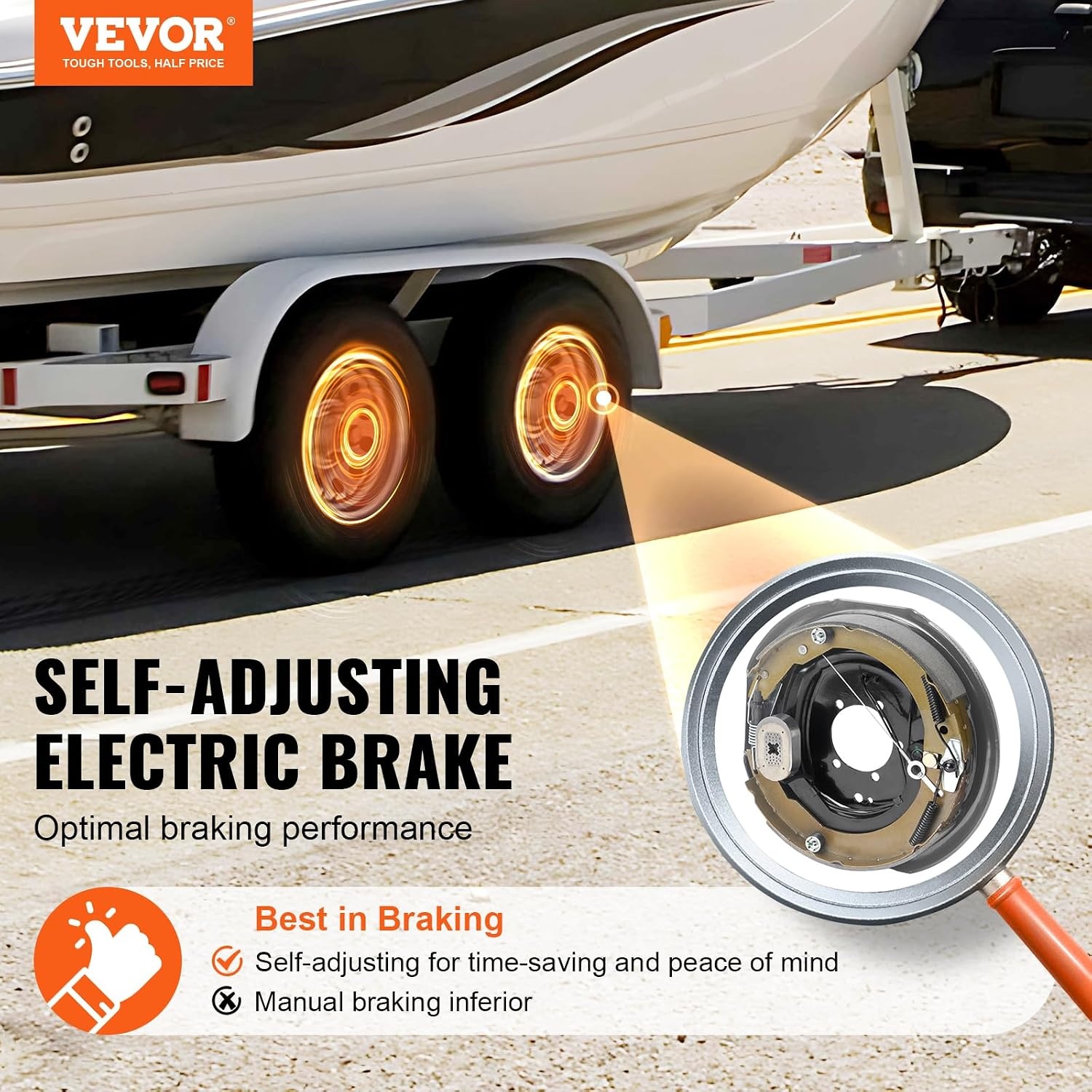 image:imageVEVOR Electric Trailer Brake Assembly 12 x 2 2 Pairs SelfAdjusting Electric Brakes Kit for 7000 lbs Axle 5Hole Mounting Backing Plates for Braking System Part Replacement 2 Right 2 Left Electric Brakes Kit for 7000 lbs Axle 5Hole Mounting Backing Plates for Braking System Part Replacement 2 Right 2 Left1 Pair Brakes
