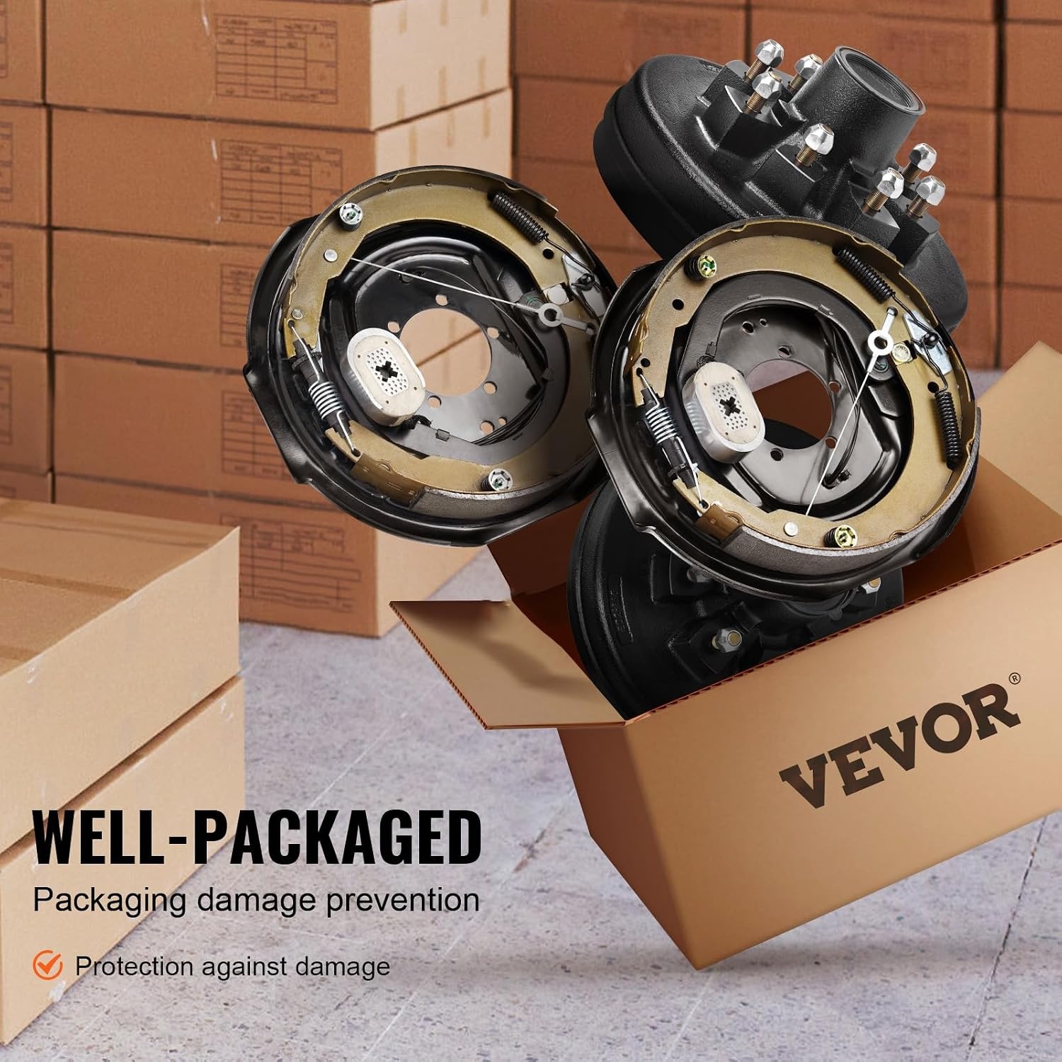 image:imageVEVOR Electric Trailer Brake Assembly 12 x 2 2 Pairs SelfAdjusting Electric Brakes Kit for 7000 lbs Axle 5Hole Mounting Backing Plates for Braking System Part Replacement 2 Right 2 Left Electric Brakes Kit for 7000 lbs Axle 5Hole Mounting Backing Plates for Braking System Part Replacement 2 Right 2 Left2 Brakes 2 Brake Drums