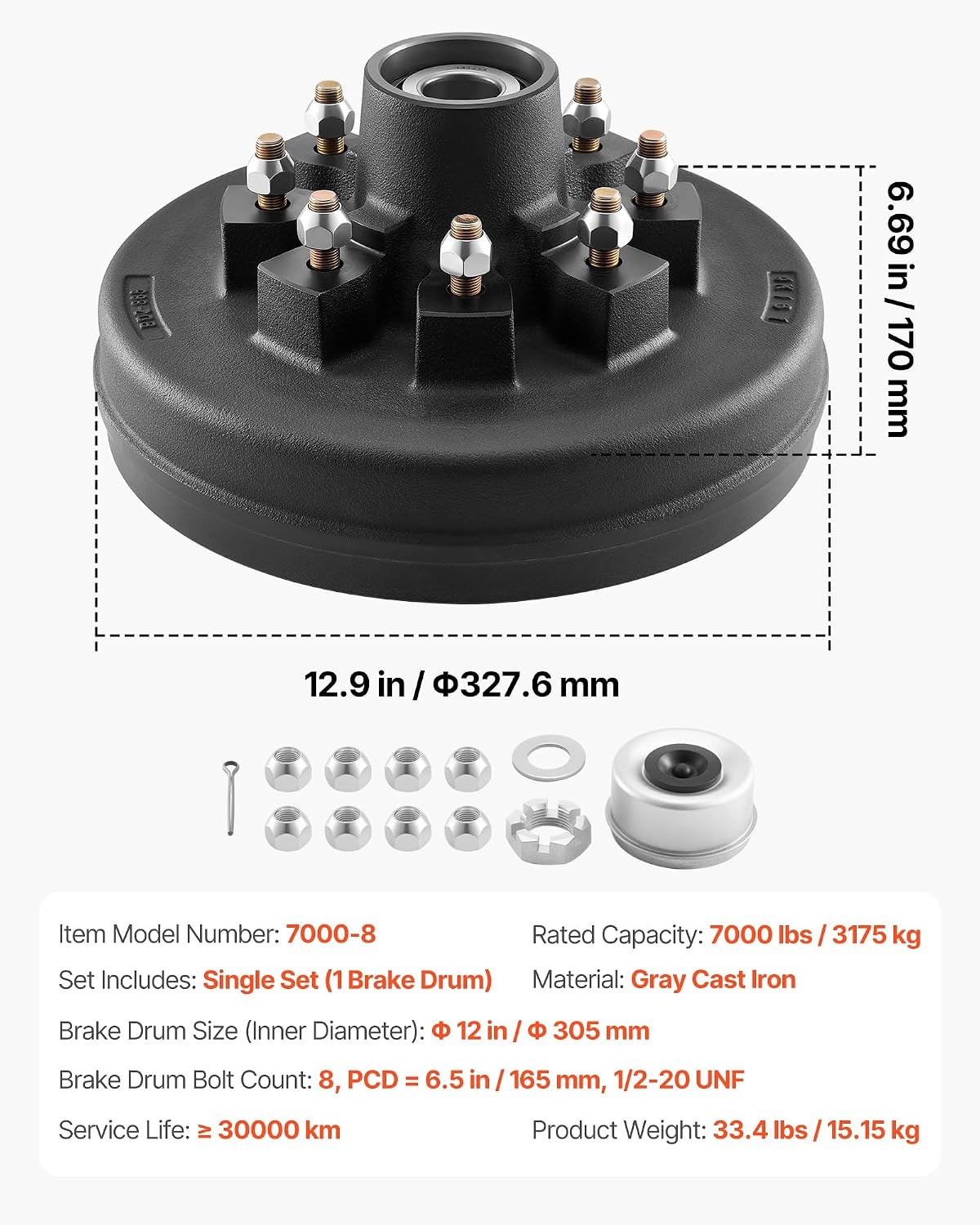 image:imageVEVOR Electric Trailer Brake Assembly 12 x 2 2 Pairs SelfAdjusting Electric Brakes Kit for 7000 lbs Axle 5Hole Mounting Backing Plates for Braking System Part Replacement 2 Right 2 Left Electric Brakes Kit for 7000 lbs Axle 5Hole Mounting Backing Plates for Braking System Part Replacement 2 Right 2 Left1 Brake Drums