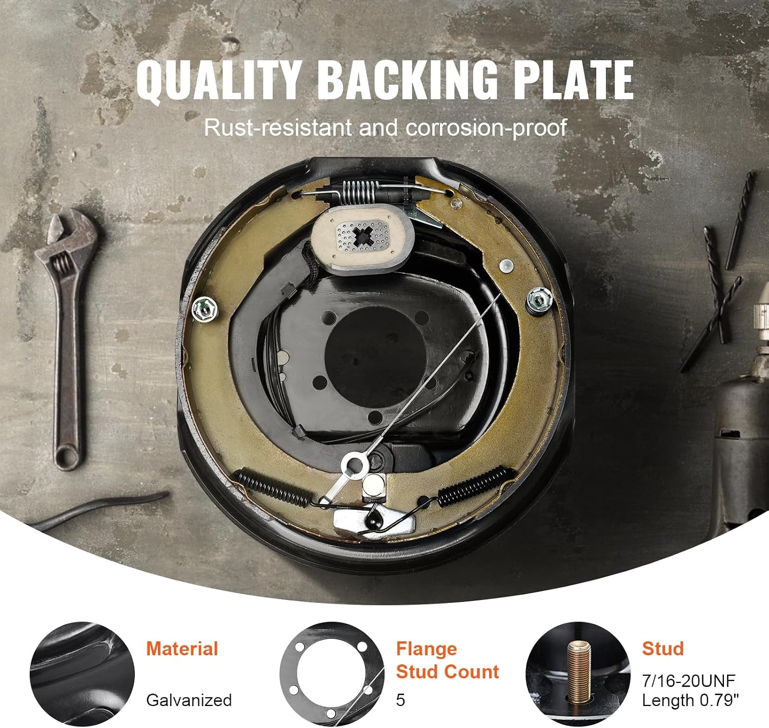 image:imageVEVOR Electric Trailer Brake Assembly 12 x 2 2 Pairs SelfAdjusting Electric Brakes Kit for 7000 lbs Axle 5Hole Mounting Backing Plates for Braking System Part Replacement 2 Right 2 Left Electric Brakes Kit for 7000 lbs Axle 5Hole Mounting Backing Plates for Braking System Part Replacement 2 Right 2 Left2 Pairs Brakes