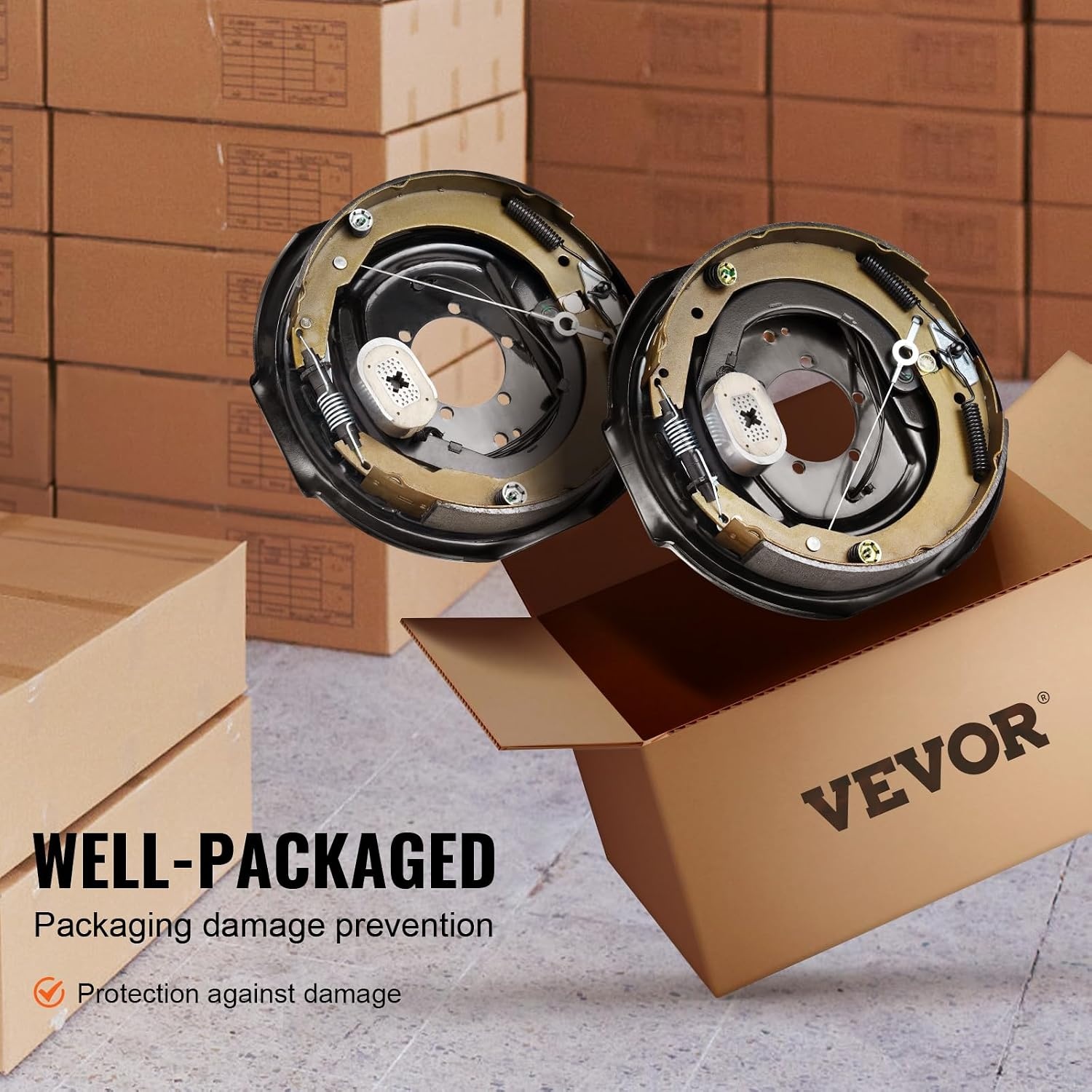 image:imageVEVOR Electric Trailer Brake Assembly 12 x 2 2 Pairs SelfAdjusting Electric Brakes Kit for 7000 lbs Axle 5Hole Mounting Backing Plates for Braking System Part Replacement 2 Right 2 Left Electric Brakes Kit for 7000 lbs Axle 5Hole Mounting Backing Plates for Braking System Part Replacement 2 Right 2 Left1 Pair Brakes