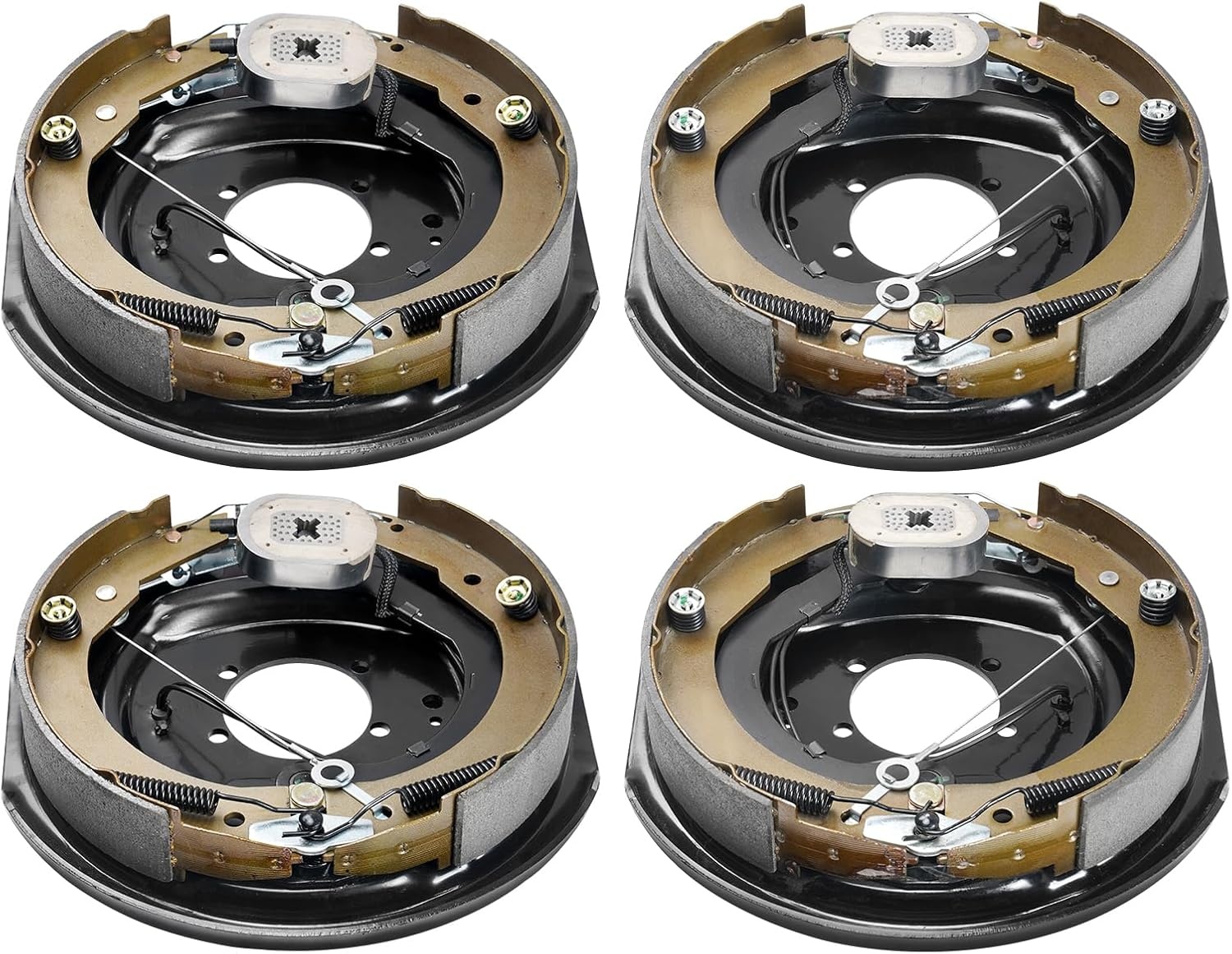 image:imageVEVOR Electric Trailer Brake Assembly 12 x 2 2 Pairs SelfAdjusting Electric Brakes Kit for 7000 lbs Axle 5Hole Mounting Backing Plates for Braking System Part Replacement 2 Right 2 Left Electric Brakes Kit for 7000 lbs Axle 5Hole Mounting Backing Plates for Braking System Part Replacement 2 Right 2 Left2 Pairs Brakes