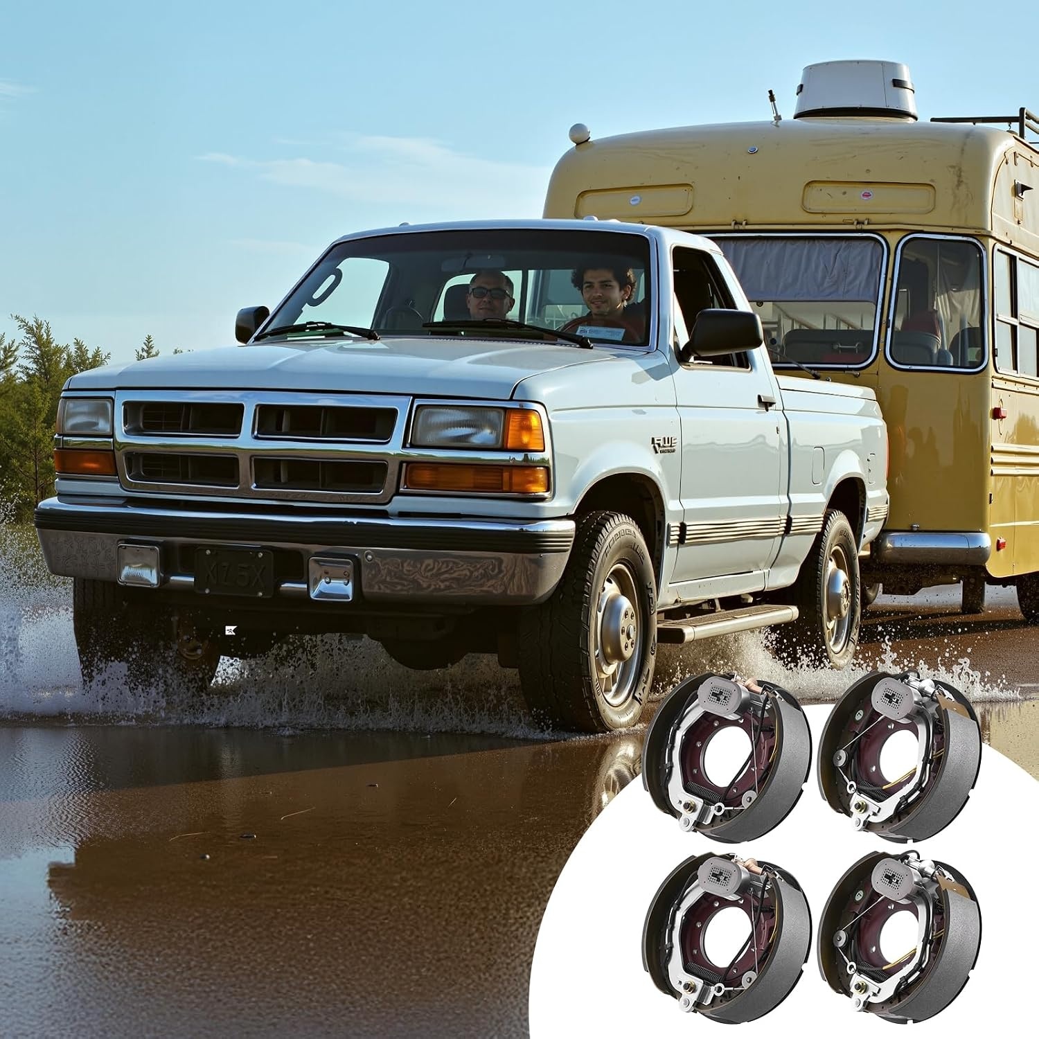 image:imageVEVOR Electric Trailer Brake Kit 1225 x 3375 Inch 1 Pair SelfAdjusting Electric Brakes Kit for 8000 lbs Trailer Axle Backing Plates for Braking System Part Replacement Fit for Trailers RVs1225 x 3375 Inch 10000lbs 4 Brakes