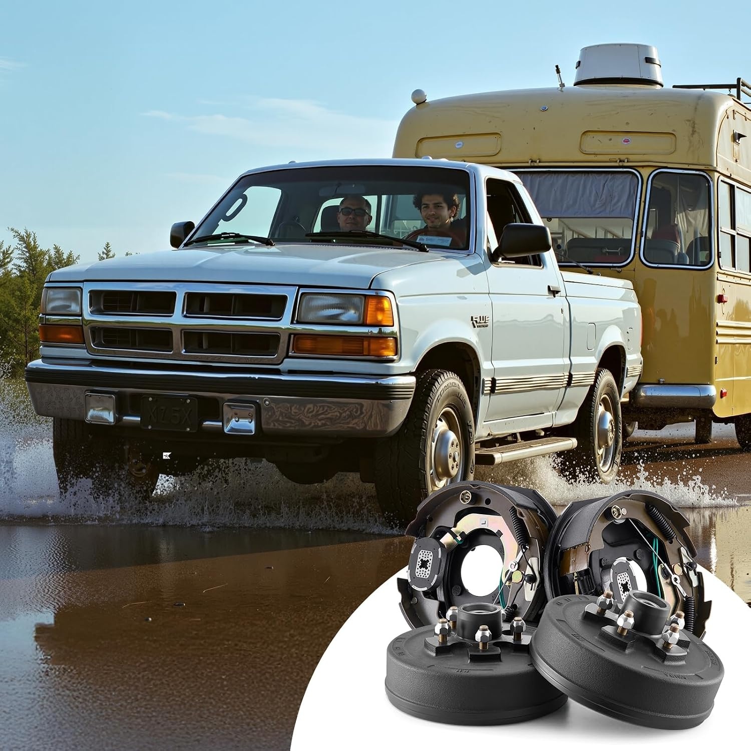 image:imageVEVOR Electric Trailer Brake Kit 1225 x 3375 Inch 1 Pair SelfAdjusting Electric Brakes Kit for 8000 lbs Trailer Axle Backing Plates for Braking System Part Replacement Fit for Trailers RVs10 x 214 Inch 3500lbs 1 pairs