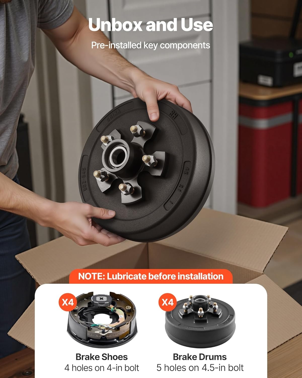 image:imageVEVOR Electric Trailer Brake Kit 1225 x 3375 Inch 1 Pair SelfAdjusting Electric Brakes Kit for 8000 lbs Trailer Axle Backing Plates for Braking System Part Replacement Fit for Trailers RVs10 x 214 Inch 3500lbs 1 pairs