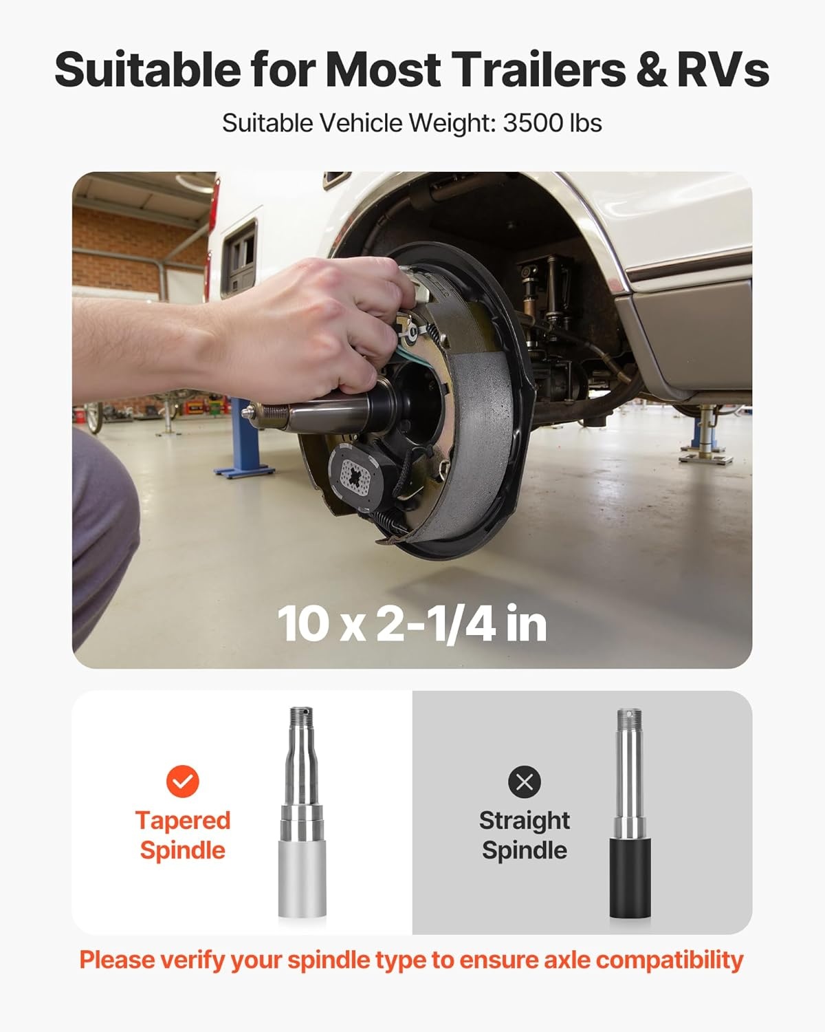 image:imageVEVOR Electric Trailer Brake Kit 1225 x 3375 Inch 1 Pair SelfAdjusting Electric Brakes Kit for 8000 lbs Trailer Axle Backing Plates for Braking System Part Replacement Fit for Trailers RVs10 x 214 Inch 3500lbs 1 pairs