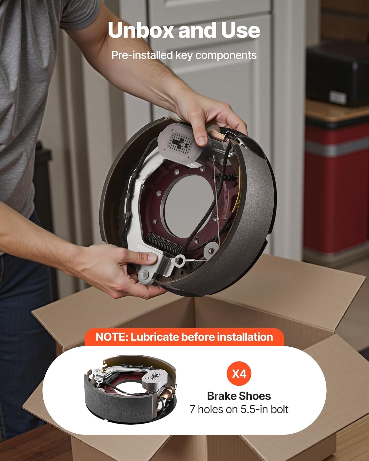 image:imageVEVOR Electric Trailer Brake Kit 1225 x 3375 Inch 1 Pair SelfAdjusting Electric Brakes Kit for 8000 lbs Trailer Axle Backing Plates for Braking System Part Replacement Fit for Trailers RVs1225 x 3375 Inch 10000lbs 4 Brakes