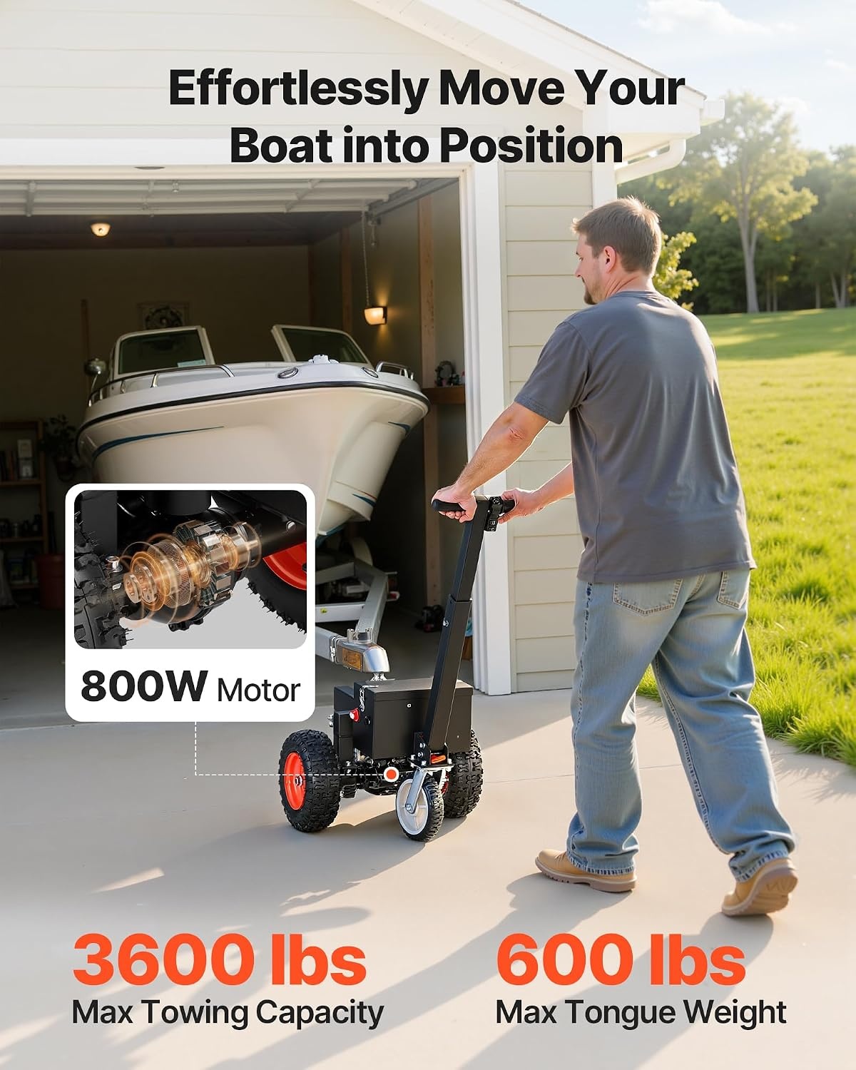 image:imageVEVOR Electric Trailer Dolly 3600 lbs Max Trailer Weight 600 lbs Max Tongue Weight DC 24V 800W Motorized Trailer Dolly with 2 amp 178 Inch Hitch Balls for RV Campers Cargo amp Utility Boat Trailers