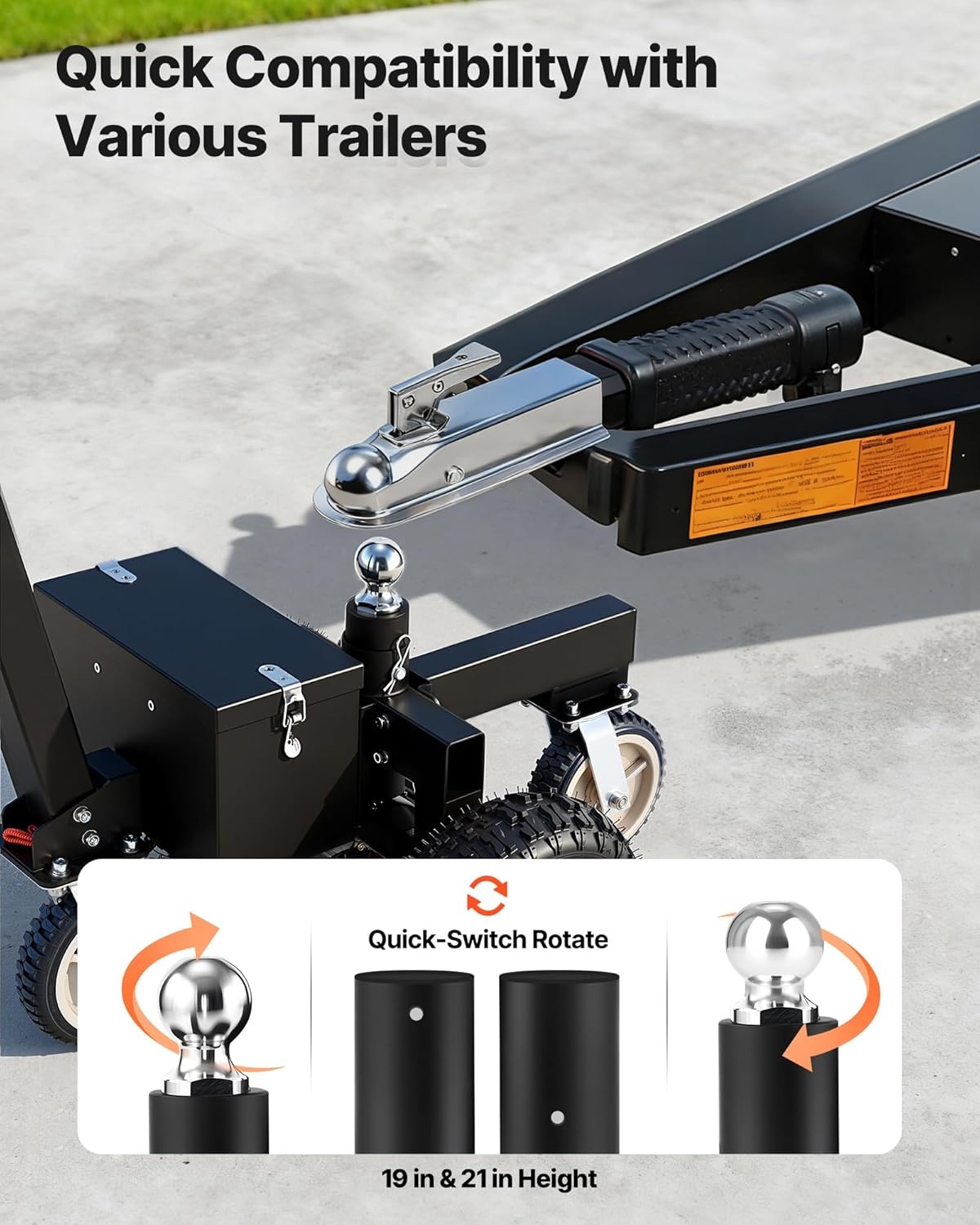 image:imageVEVOR Electric Trailer Dolly 3600 lbs Max Trailer Weight 600 lbs Max Tongue Weight DC 24V 800W Motorized Trailer Dolly with 2 amp 178 Inch Hitch Balls for RV Campers Cargo amp Utility Boat Trailers