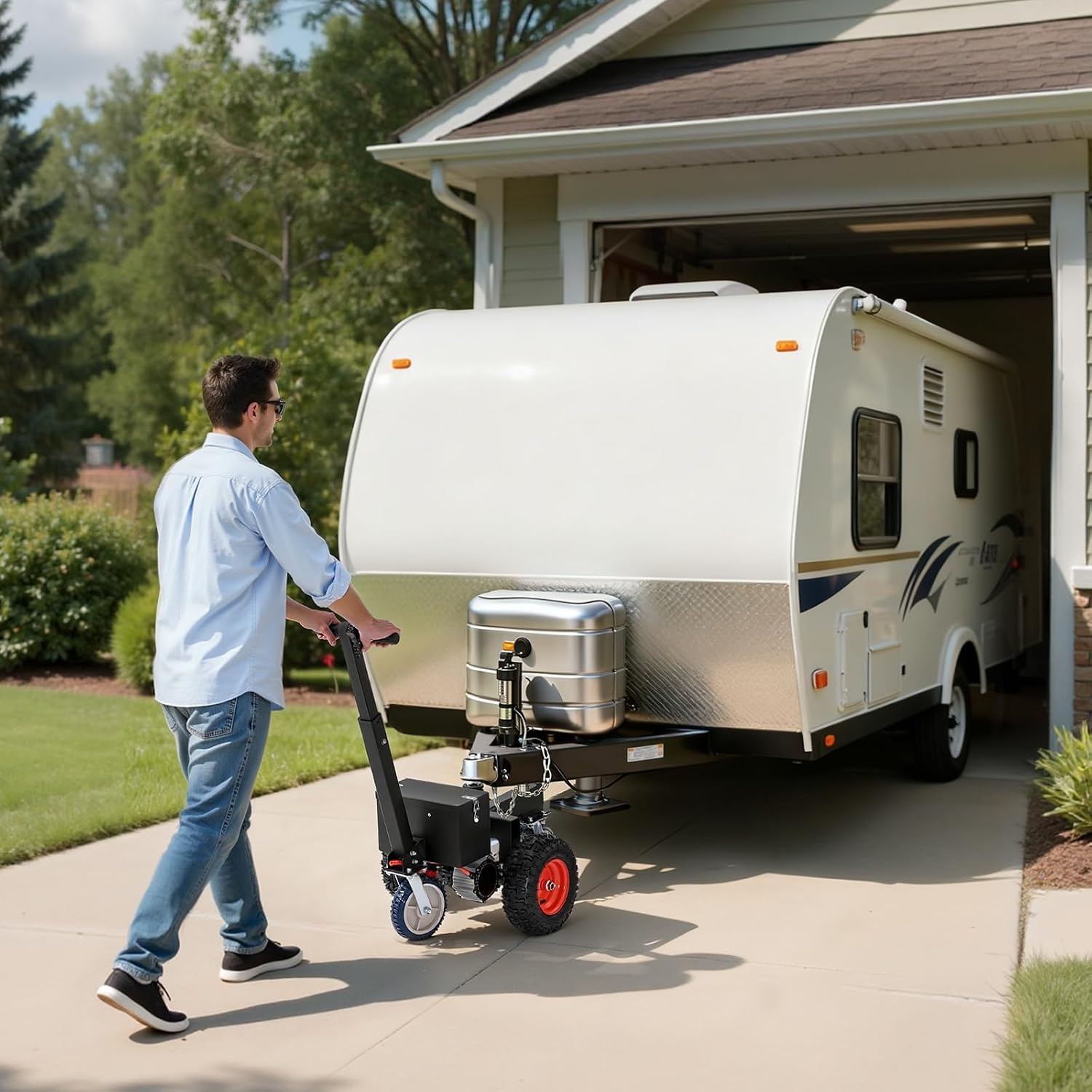 image:imageVEVOR Electric Trailer Dolly 3600 lbs Max Trailer Weight 600 lbs Max Tongue Weight DC 24V 800W Motorized Trailer Dolly with 2 amp 178 Inch Hitch Balls for RV Campers Cargo amp Utility Boat Trailers