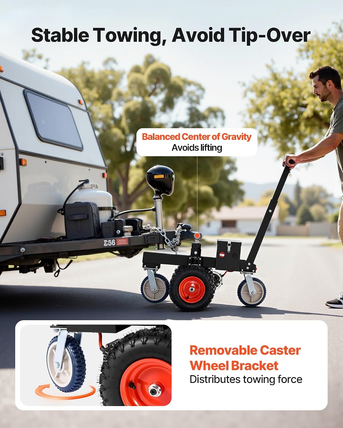 image:imageVEVOR Electric Trailer Dolly 3600 lbs Max Trailer Weight 600 lbs Max Tongue Weight DC 24V 800W Motorized Trailer Dolly with 2 amp 178 Inch Hitch Balls for RV Campers Cargo amp Utility Boat Trailers