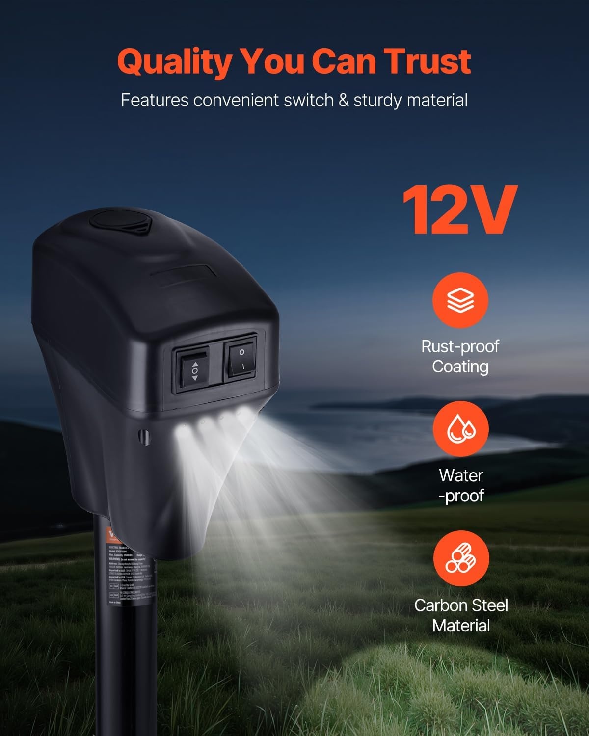 image:imageVEVOR Electric Trailer Jack 5000 lbs Heavy Duty RV Electric Power Tongue Jack with 2 Way Connector Manual Crank Handle amp Weatherproof Jack Cover 10283 Lift for RVs Trailers amp Campers Black5000LBS