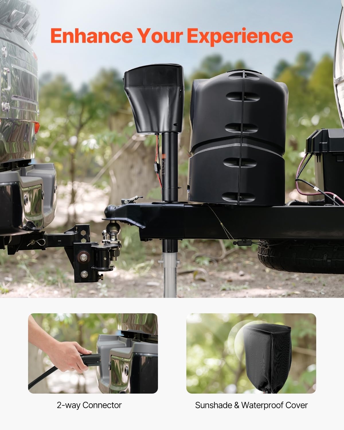 image:imageVEVOR Electric Trailer Jack 5000 lbs Heavy Duty RV Electric Power Tongue Jack with 2 Way Connector Manual Crank Handle amp Weatherproof Jack Cover 10283 Lift for RVs Trailers amp Campers Black5000LBS