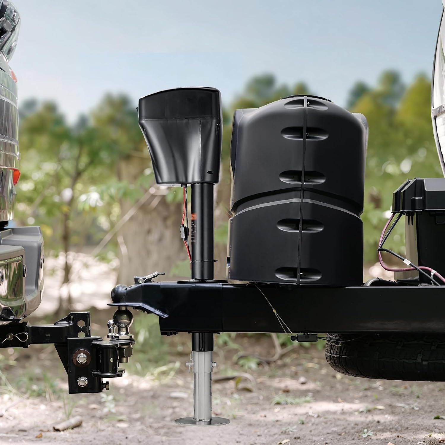 image:imageVEVOR Electric Trailer Jack 5000 lbs Heavy Duty RV Electric Power Tongue Jack with 2 Way Connector Manual Crank Handle amp Weatherproof Jack Cover 10283 Lift for RVs Trailers amp Campers Black5000LBS