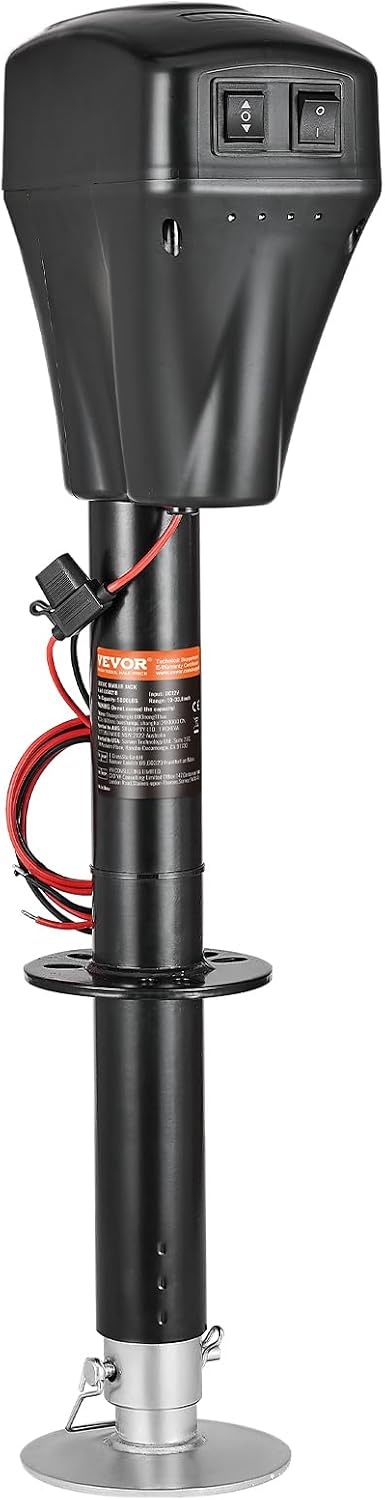 image:imageVEVOR Electric Trailer Jack 5000 lbs Heavy Duty RV Electric Power Tongue Jack with 2 Way Connector Manual Crank Handle amp Weatherproof Jack Cover 10283 Lift for RVs Trailers amp Campers Black5000LBS