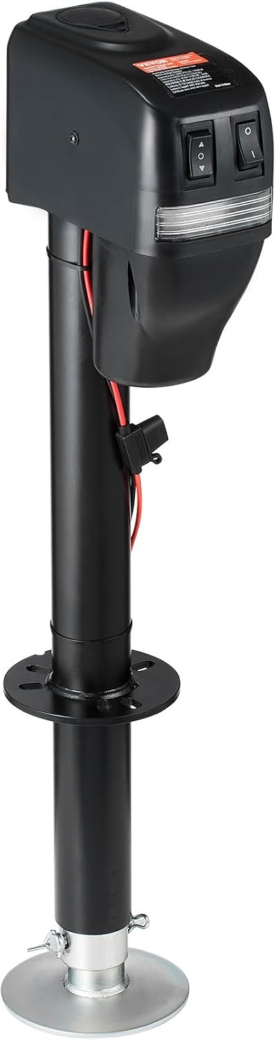 image:imageVEVOR Electric Trailer Jack 5000 lbs Heavy Duty RV Electric Power Tongue Jack with 2 Way Connector Manual Crank Handle amp Weatherproof Jack Cover 10283 Lift for RVs Trailers amp Campers Black4000LBS