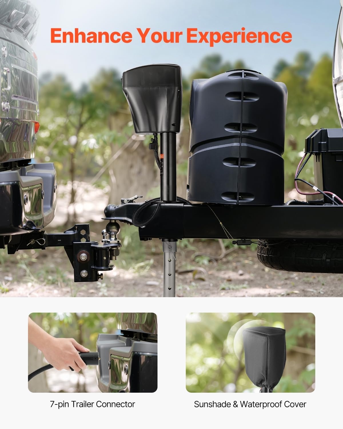 image:imageVEVOR Electric Trailer Jack 5000 lbs Heavy Duty RV Electric Power Tongue Jack with 7pin Connector Manual Crank Handle amp Weatherproof Jack Cover 10283 Lift for Trailers Campers amp RVs Black