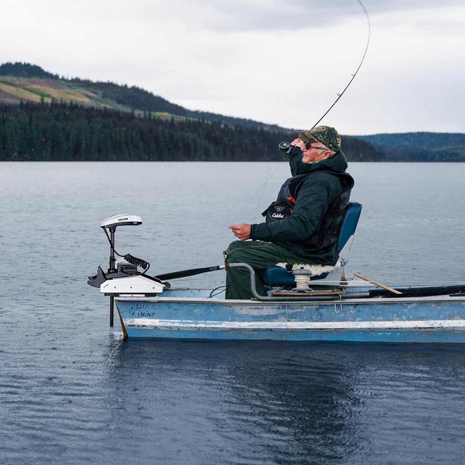image:imageVEVOR Electric Trolling Motor Transom Mounted Outboard Boat Motors 12V 55lbs Thrust 8Speed Electric Boat Engine wBattery Indicator for Kayaks Fishing Boats on FreshwaterSaltwater 30In ShaftGPS 12V 55Ib 36inch