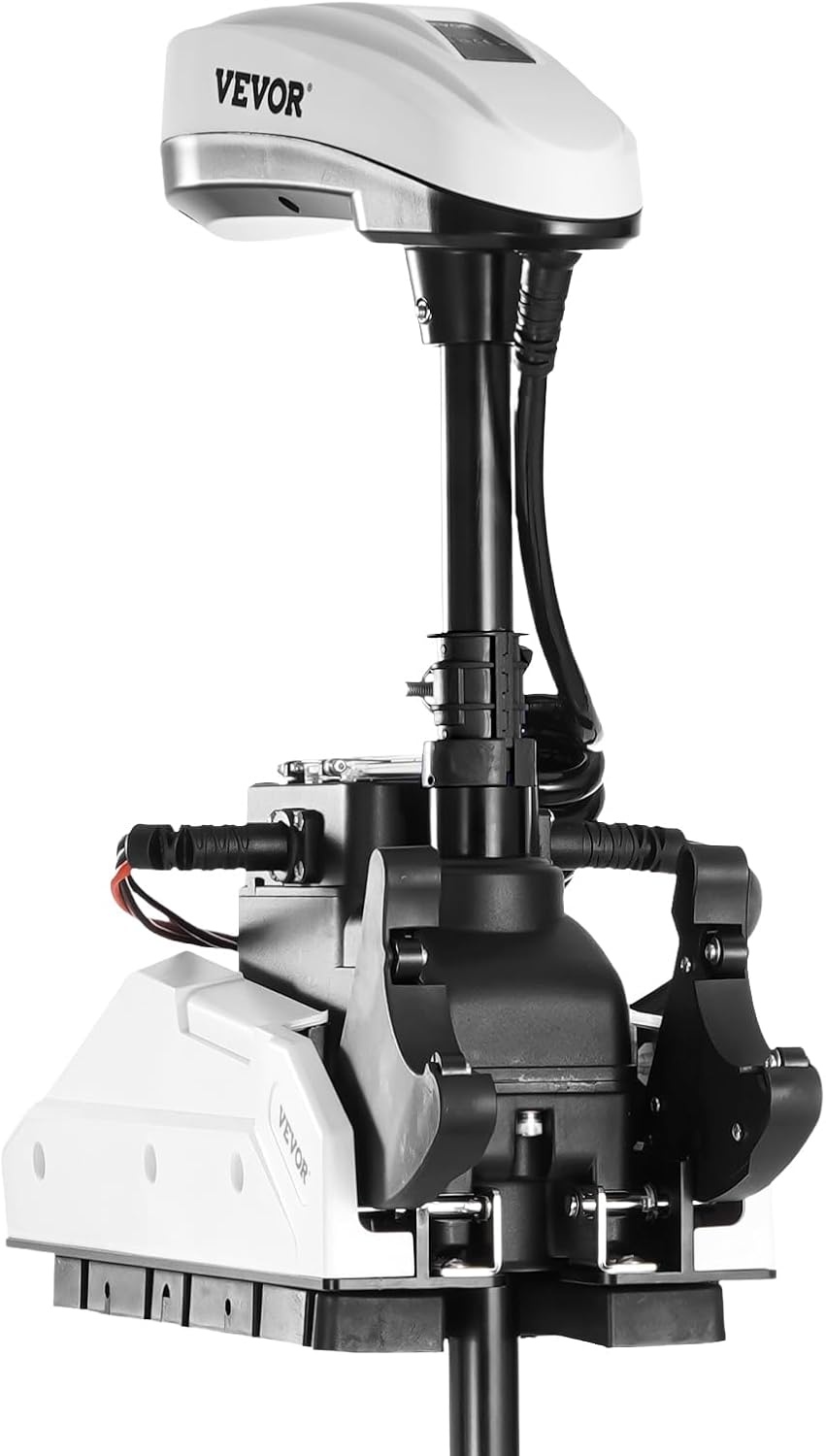 image:imageVEVOR Electric Trolling Motor Transom Mounted Outboard Boat Motors 12V 55lbs Thrust 8Speed Electric Boat Engine wBattery Indicator for Kayaks Fishing Boats on FreshwaterSaltwater 30In ShaftGPS 12V 55Ib 36inch