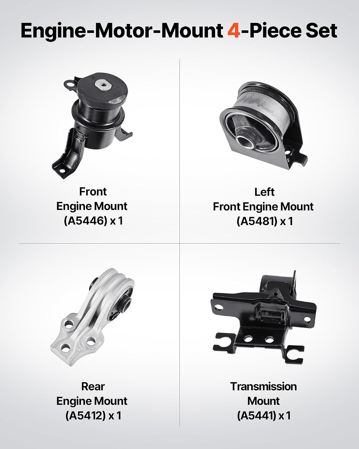 image:imageVEVOR Engine Motor Mount Set of 4 Compatible with 20092012 Ford Escape 25L L4 Replace OE A5446 A5481 A5412 A5441 Secure Support20132019 Ford Escape 20L
