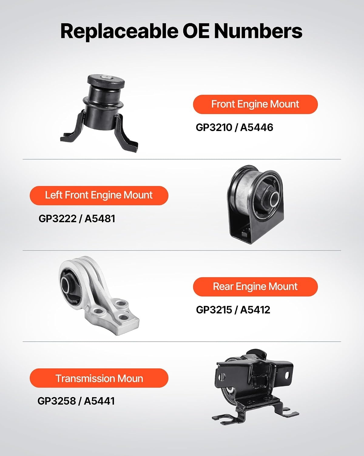 image:imageVEVOR Engine Motor Mount Set of 4 Compatible with 20092012 Ford Escape 25L L4 Replace OE A5446 A5481 A5412 A5441 Secure Support20132019 Ford Escape 20L