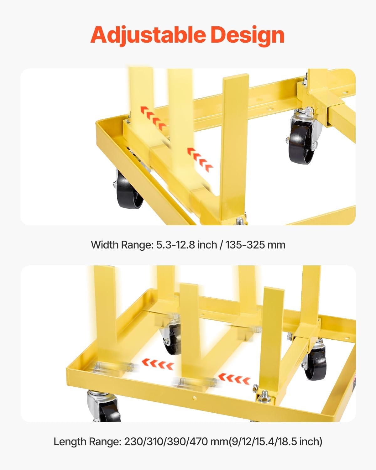 image:imageVEVOR Engine Stand 750 LBS Load Capacity Engine Motor Stand HeavyDuty Steel Motor Holder with 4 Swivel Casters and 4 Hook Positions Suitable for BBChevy and GEN1 SBChevy EnginesYellow