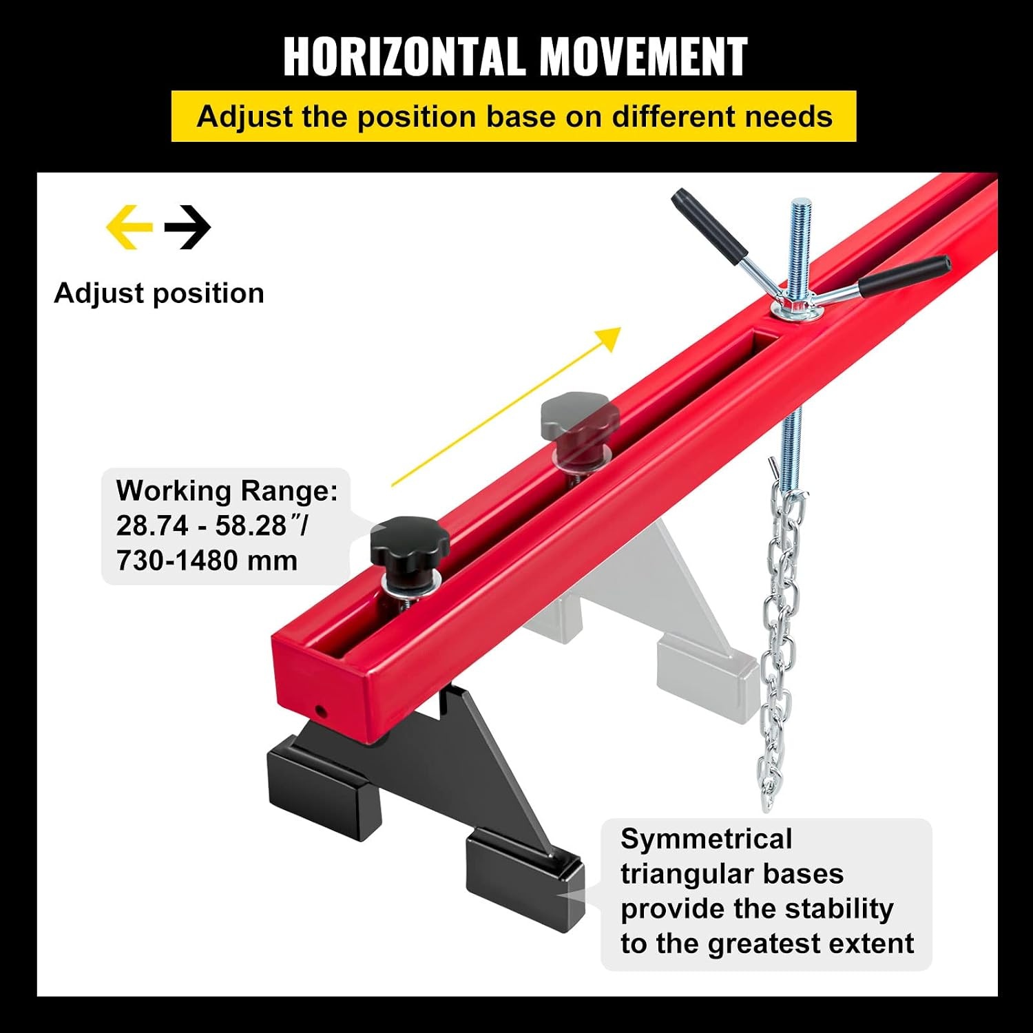 image:imageVEVOR Engine Support Bar 1100 Lbs Capacity Engine Transverse Bar Engine Hoist 2 Point Lift Holder Hoist Dual Hooks Engine Hoist Keeps Engine Stable for Home Garages amp Auto Repair Shop