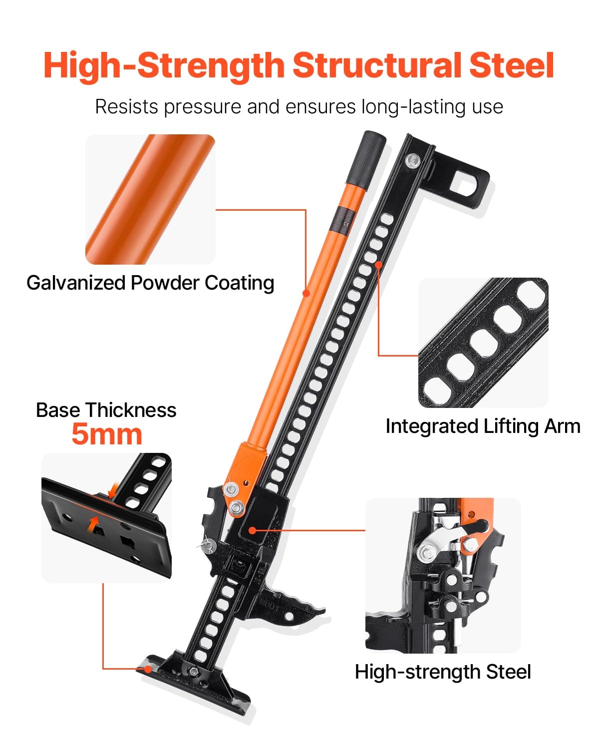 image:imageVEVOR Farm Jack 33 Utility High Lift Farm Jack 318 Ton 7000 lbs Capacity Ratcheting Off Road Utility Jacks HeavyDuty Lift Jacks with 51228 Lifting Range for Tractor Truck SUV36 inch