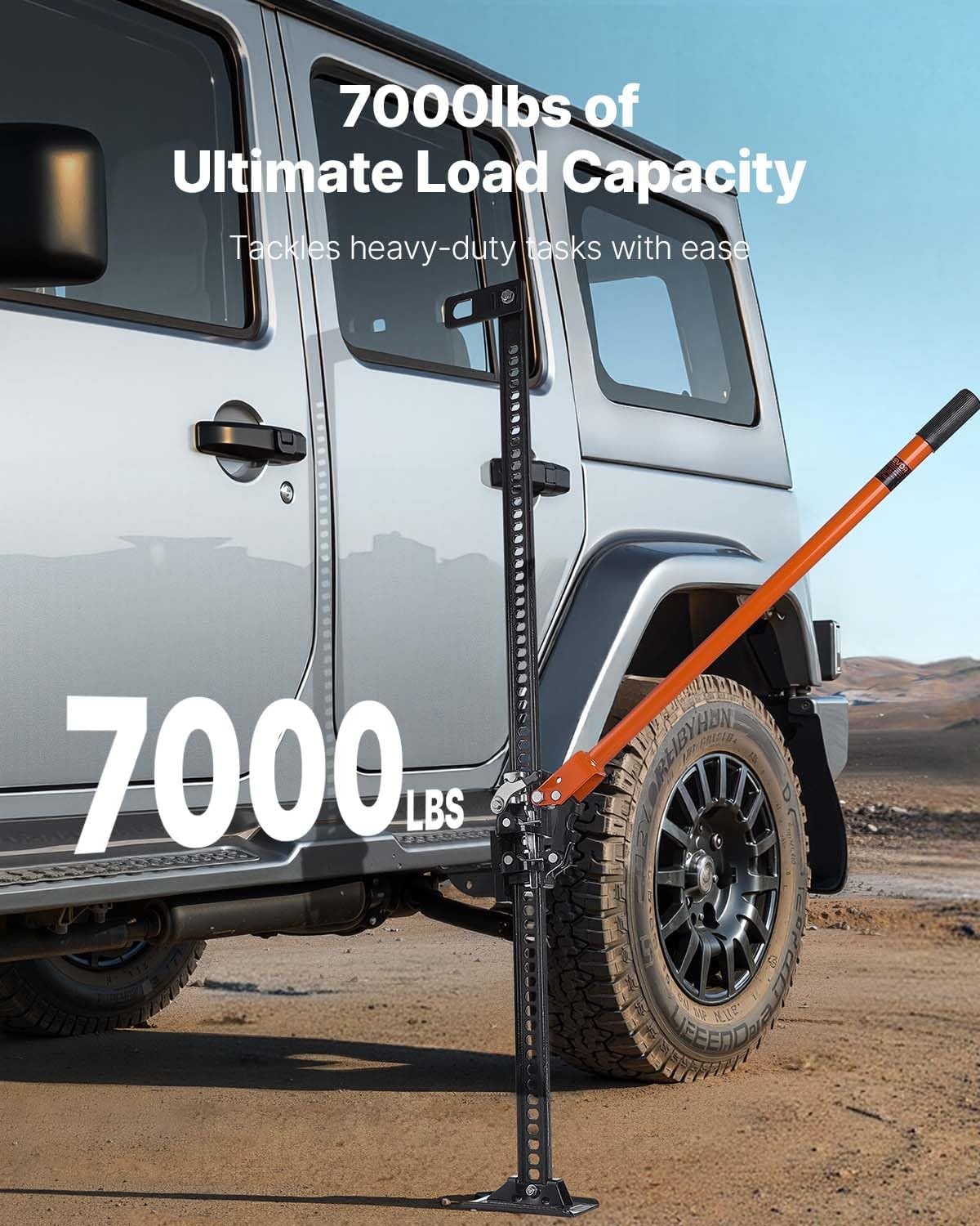 image:imageVEVOR Farm Jack 60inch 7000 lbs Capacity Ratcheting Off Road Jeep Jack for Tractor Truck SUV Bumper Lift Orange452 x 708 x 4822
