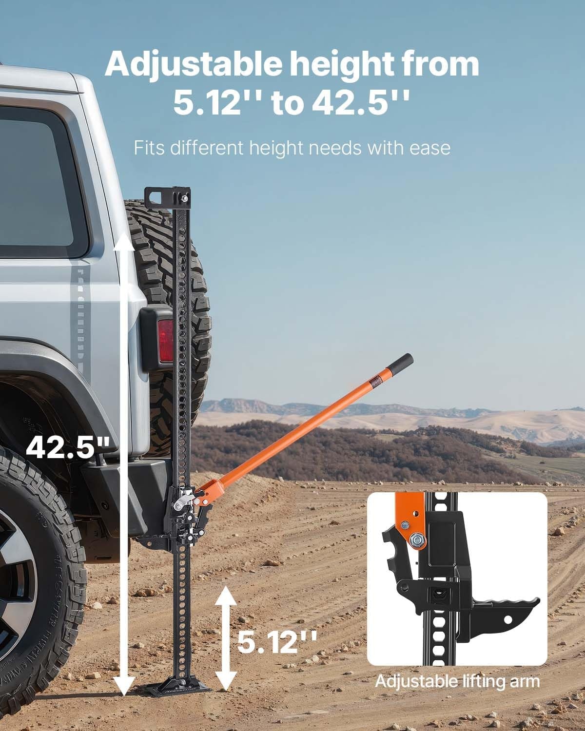 image:imageVEVOR Farm Jack 60inch 7000 lbs Capacity Ratcheting Off Road Jeep Jack for Tractor Truck SUV Bumper Lift Orange452 x 708 x 4822
