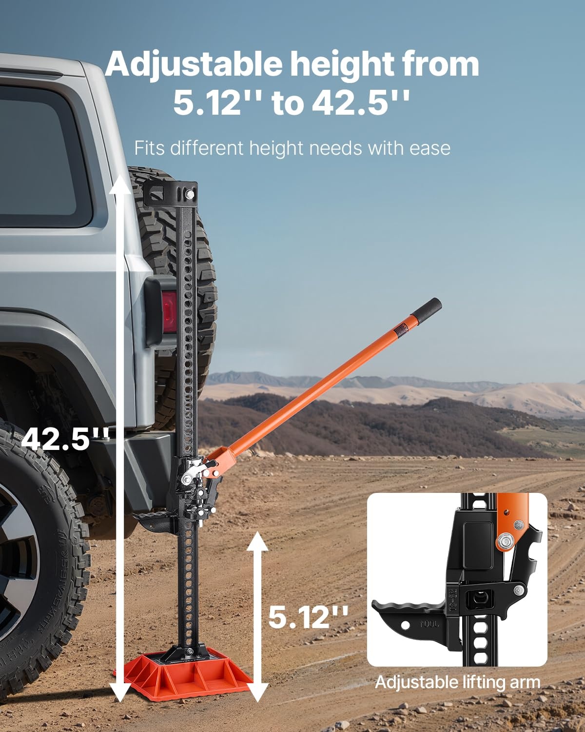 image:imageVEVOR Farm Jack with Base 48 Utility High Lift Farm Jack 318 Ton 7000 lbs Capacity Ratcheting Off Road Utility Jacks HeavyDuty Lift Jacks with 512425 Lifting Range for Tractor TruckSUV48 inch with Base