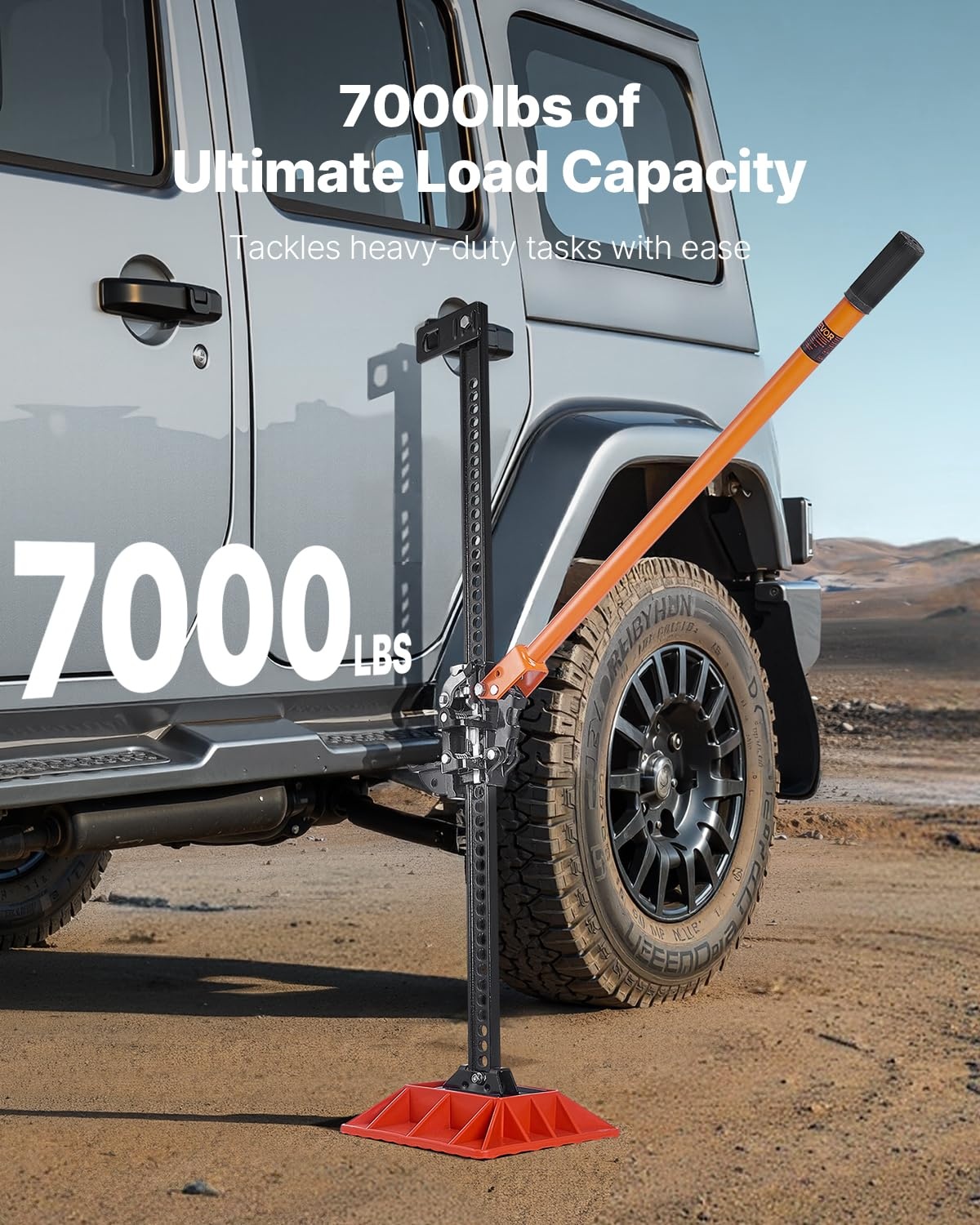 image:imageVEVOR Farm Jack with Base 48 Utility High Lift Farm Jack 318 Ton 7000 lbs Capacity Ratcheting Off Road Utility Jacks HeavyDuty Lift Jacks with 512425 Lifting Range for Tractor TruckSUV60 inch with Base