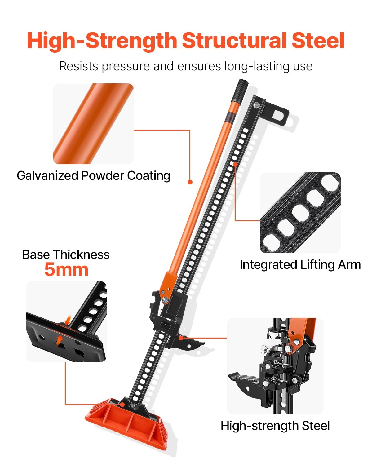 image:imageVEVOR Farm Jack with Base 48 Utility High Lift Farm Jack 318 Ton 7000 lbs Capacity Ratcheting Off Road Utility Jacks HeavyDuty Lift Jacks with 512425 Lifting Range for Tractor TruckSUV48 inch with Base