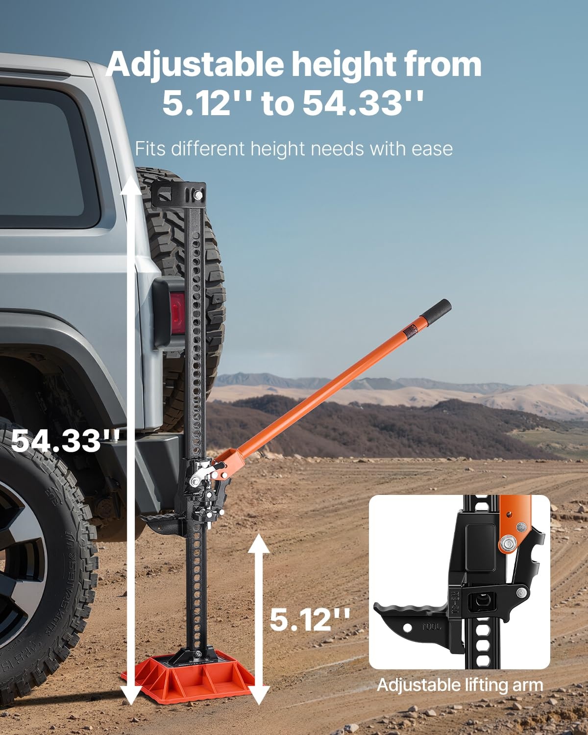 image:imageVEVOR Farm Jack with Base 48 Utility High Lift Farm Jack 318 Ton 7000 lbs Capacity Ratcheting Off Road Utility Jacks HeavyDuty Lift Jacks with 512425 Lifting Range for Tractor TruckSUV60 inch with Base