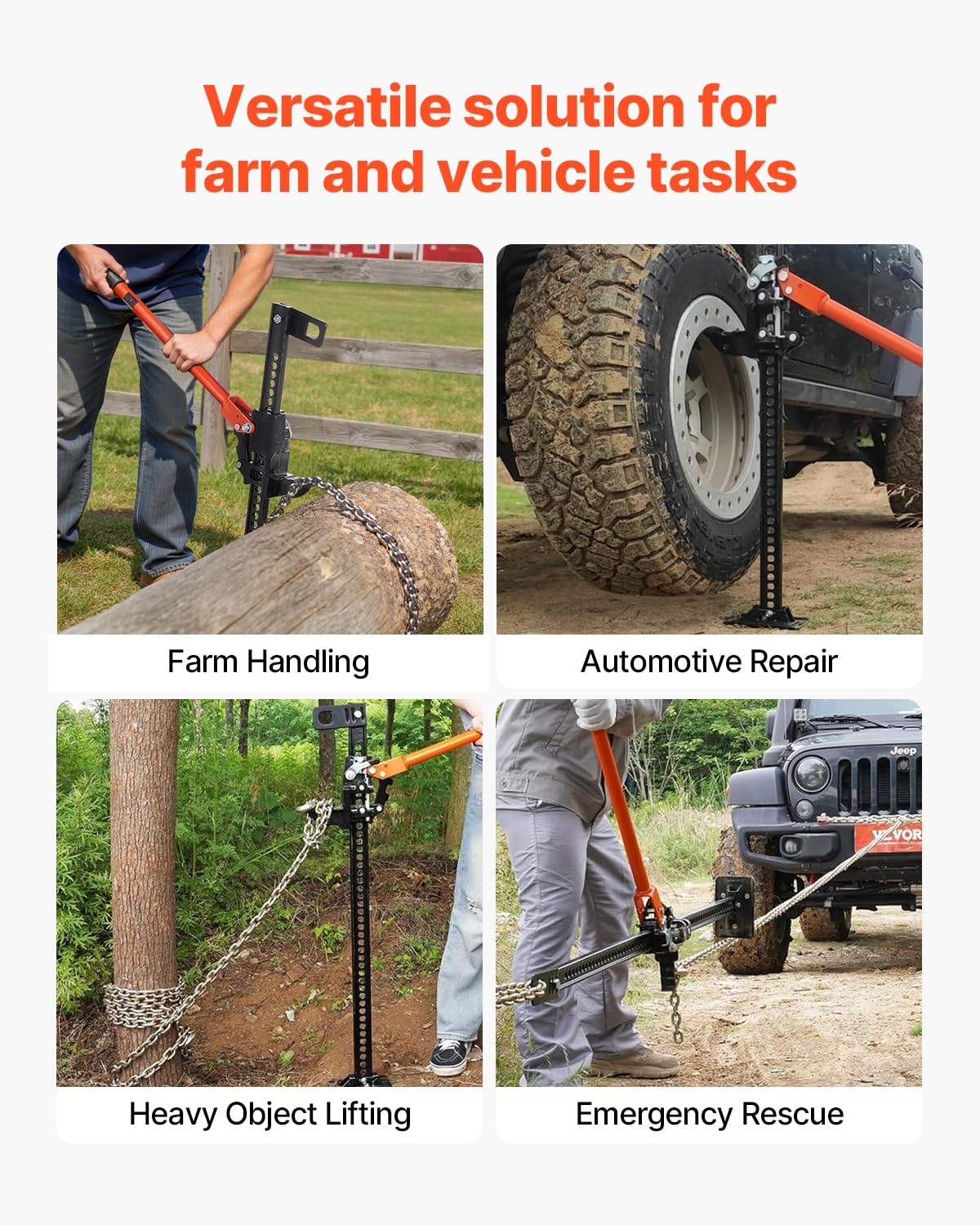 image:imageVEVOR Farm Jack with Base 48 Utility High Lift Farm Jack 318 Ton 7000 lbs Capacity Ratcheting Off Road Utility Jacks HeavyDuty Lift Jacks with 512425 Lifting Range for Tractor TruckSUV60 inch with Base