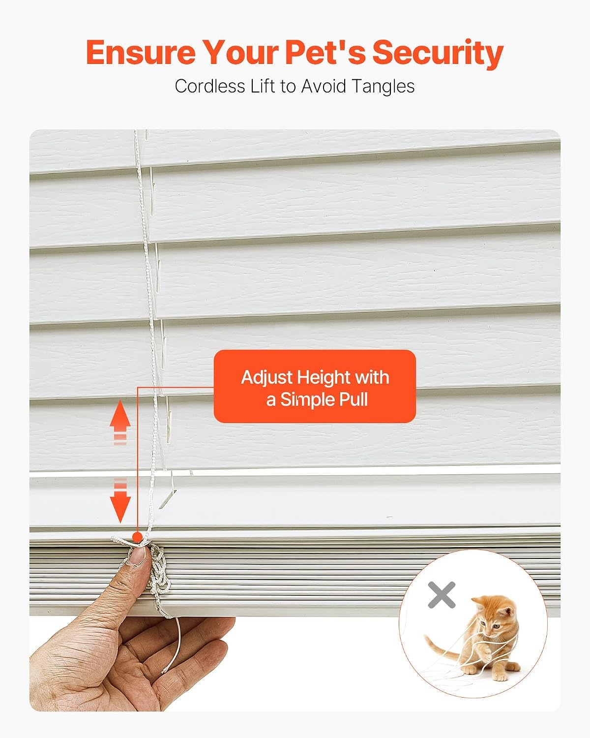 image:imageVEVOR Faux Wood Blinds 2 Slat 345 W x 60 H Cordless Window Blinds and Shades with Decorative Board Easy to Clean and Simple Light Adjustment for Room Darkening Home Interior Windows White