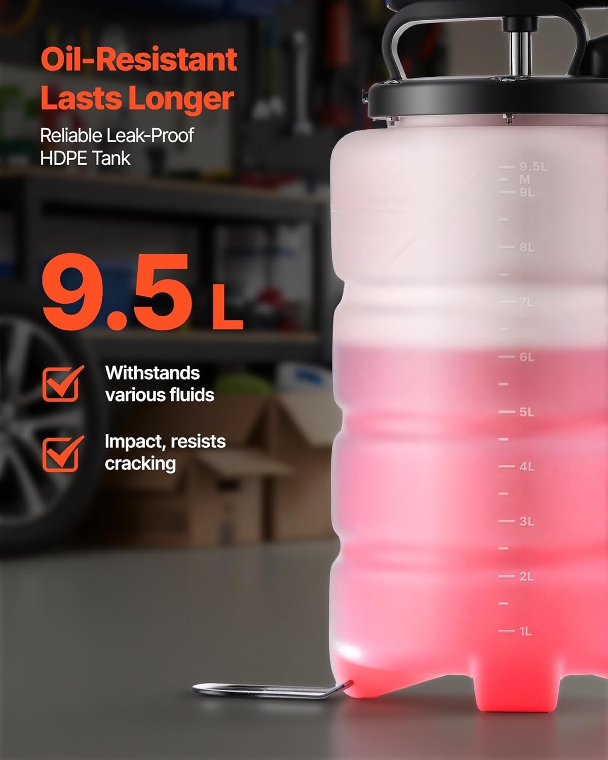 image:imageVEVOR Fluid Extractor 95 L Capacity Manual Vacuum Oil Extractor Pump with 59 in Long Horse amp Three 47 in Extension Tubes Oil Change Pump with HDPE Tank for Cars Lawn Mowers Boats Motorcycles