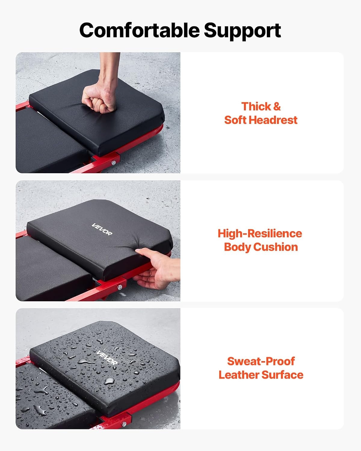 image:imageVEVOR Foldable Z Garage Creeper 40 in 450 lbs Load Capacity Rolling Folding Mechanic Creeper Stool with 6 Universal Wheels Padded Seat Steel Frame Lay Down or Sit Chair for Garage Shop or HomeRedBlack
